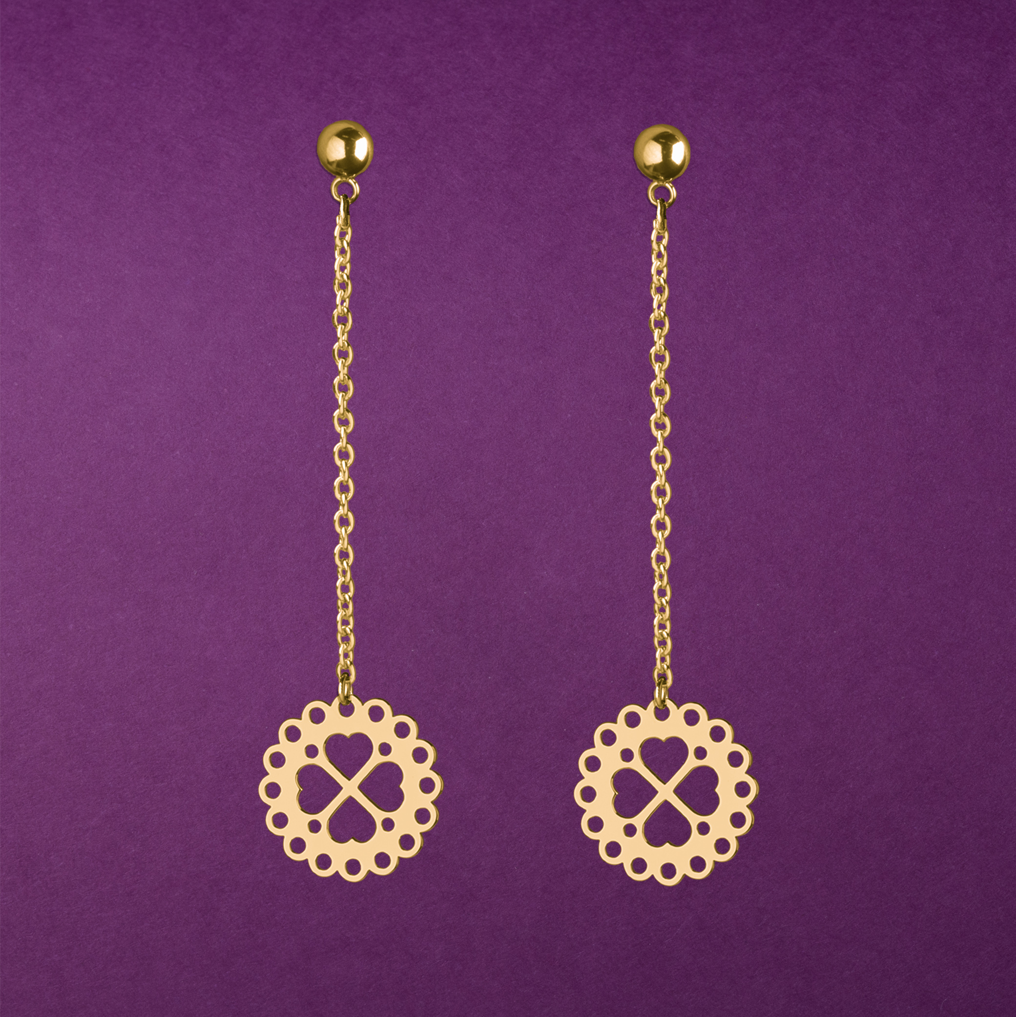 Náušnice FOLK štvorlístok 1 na retiazke