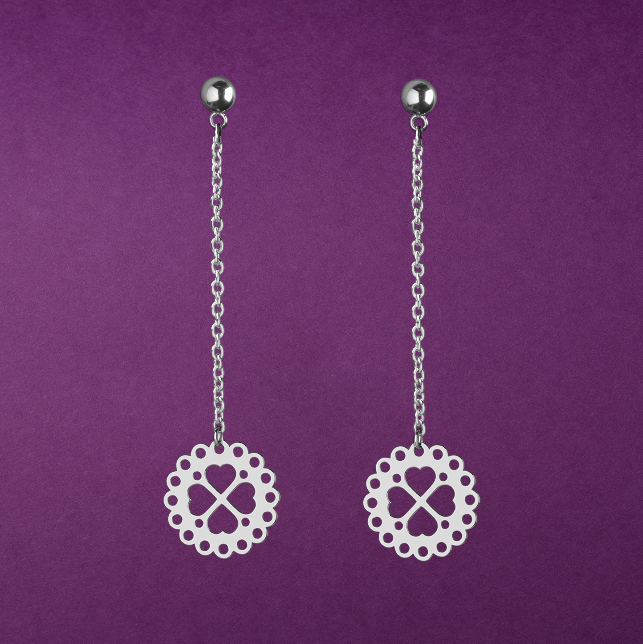 Náušnice FOLK štvorlístok 1 na retiazke