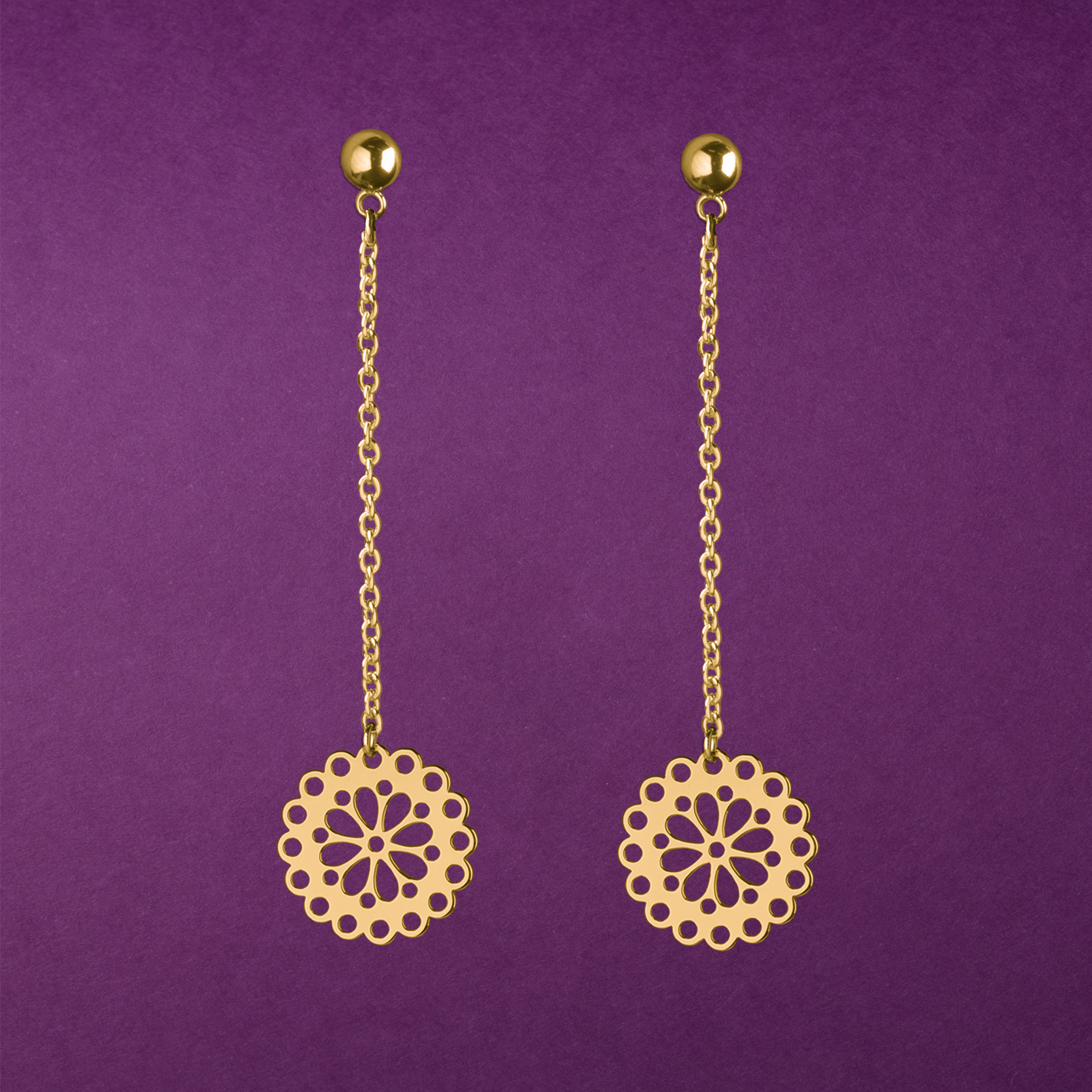 Náušnice FOLK margarétka 1 na retiazke