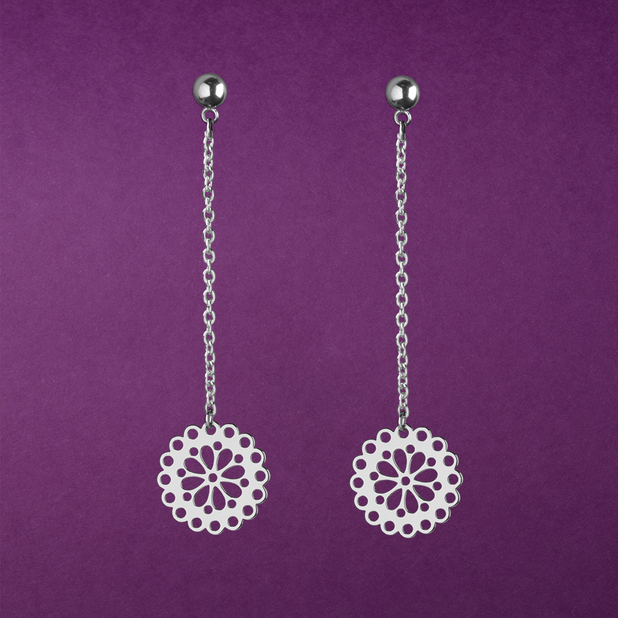 Náušnice FOLK margarétka 1 na retiazke