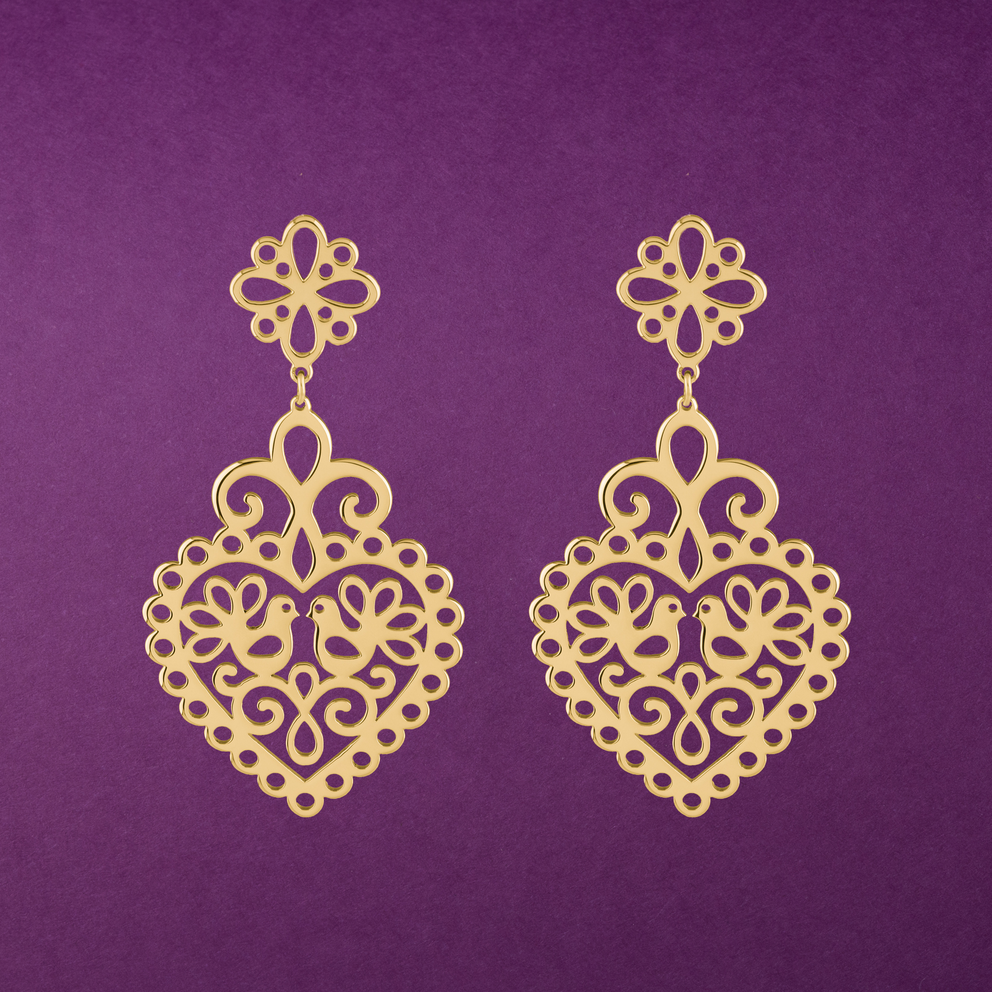 Náušnice srdce holubice 3