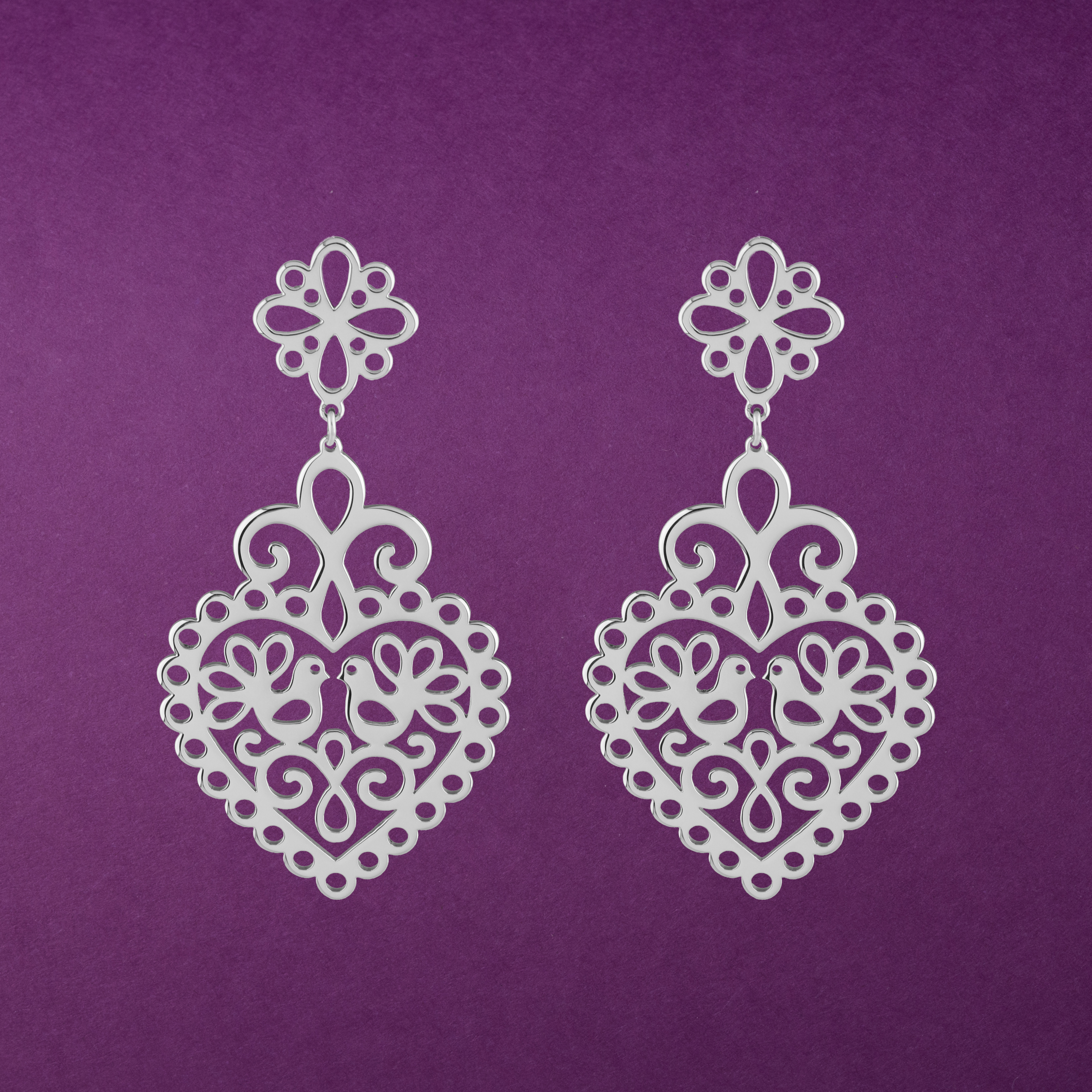 Náušnice srdce holubice 3