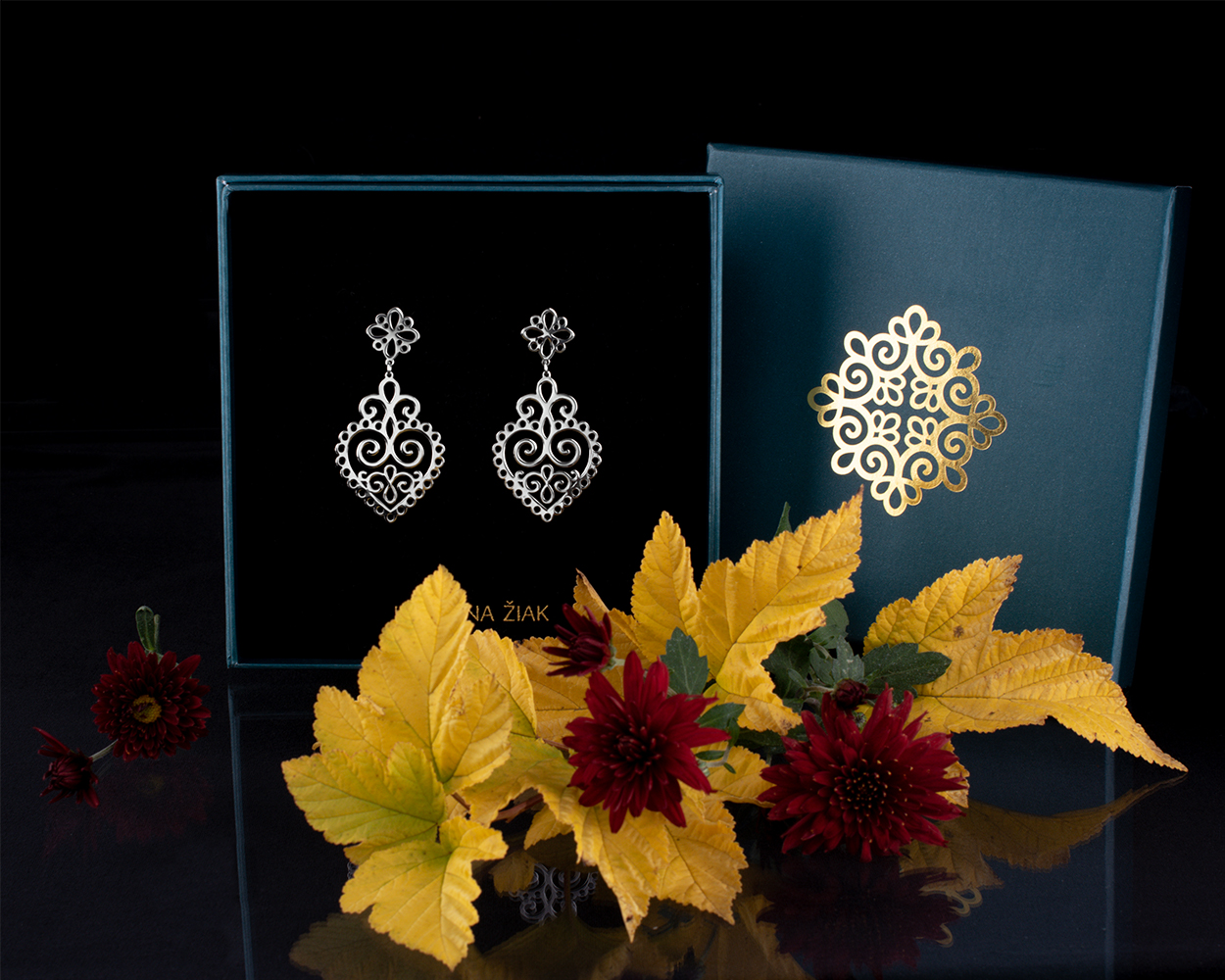 Náušnice srdce ornament 3