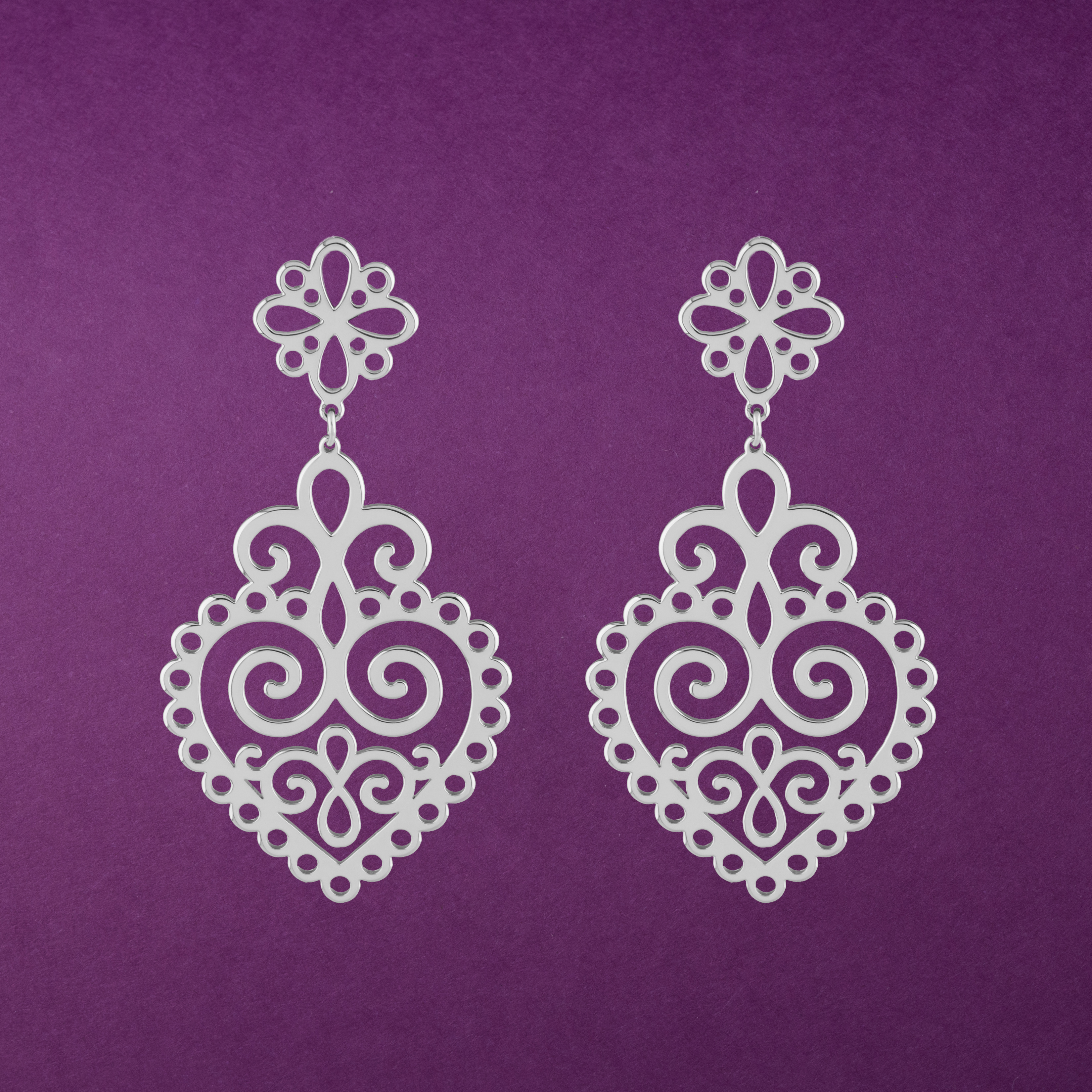 Náušnice srdce ornament 3