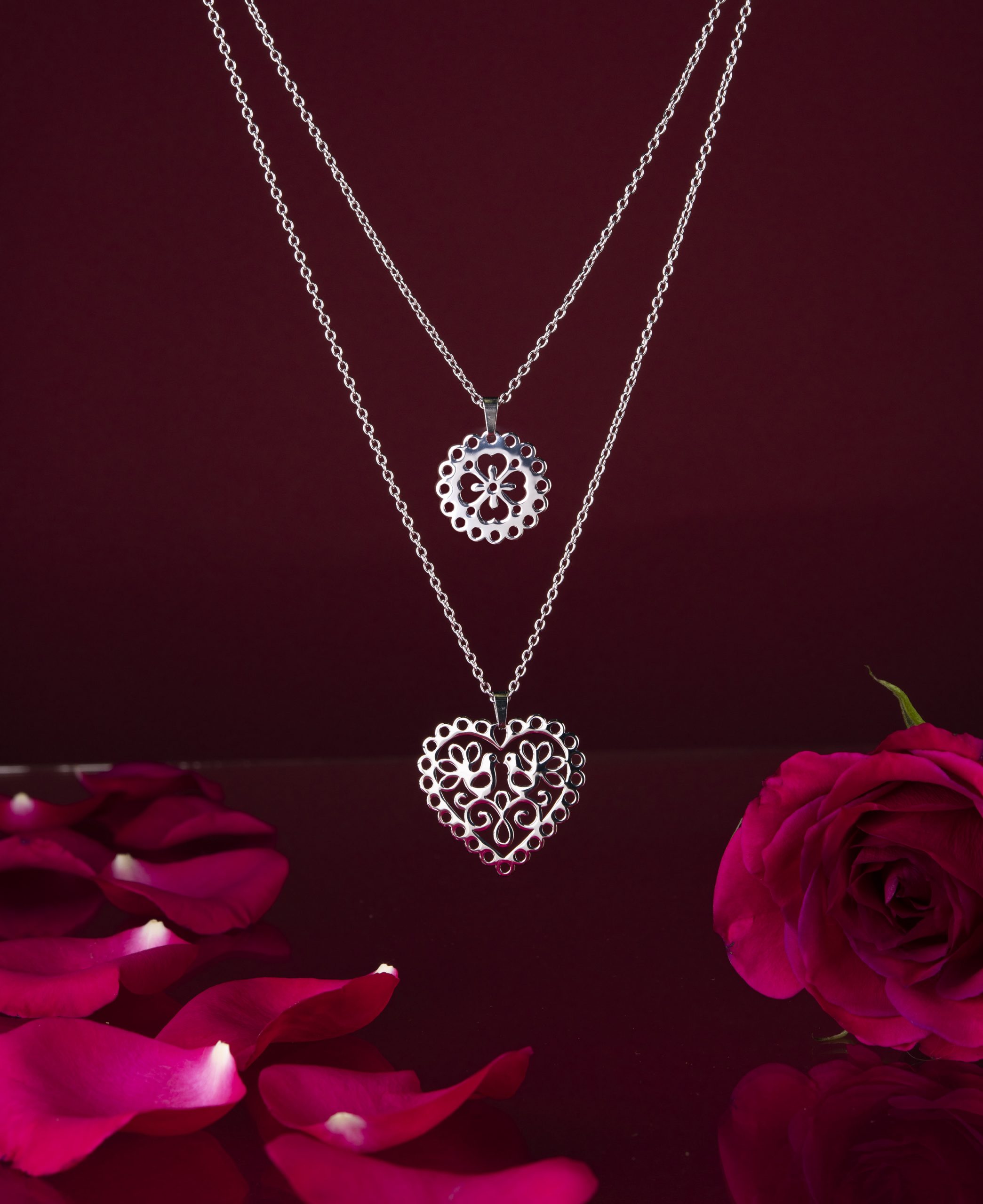 Dvojradový náhrdelník srdce holubice