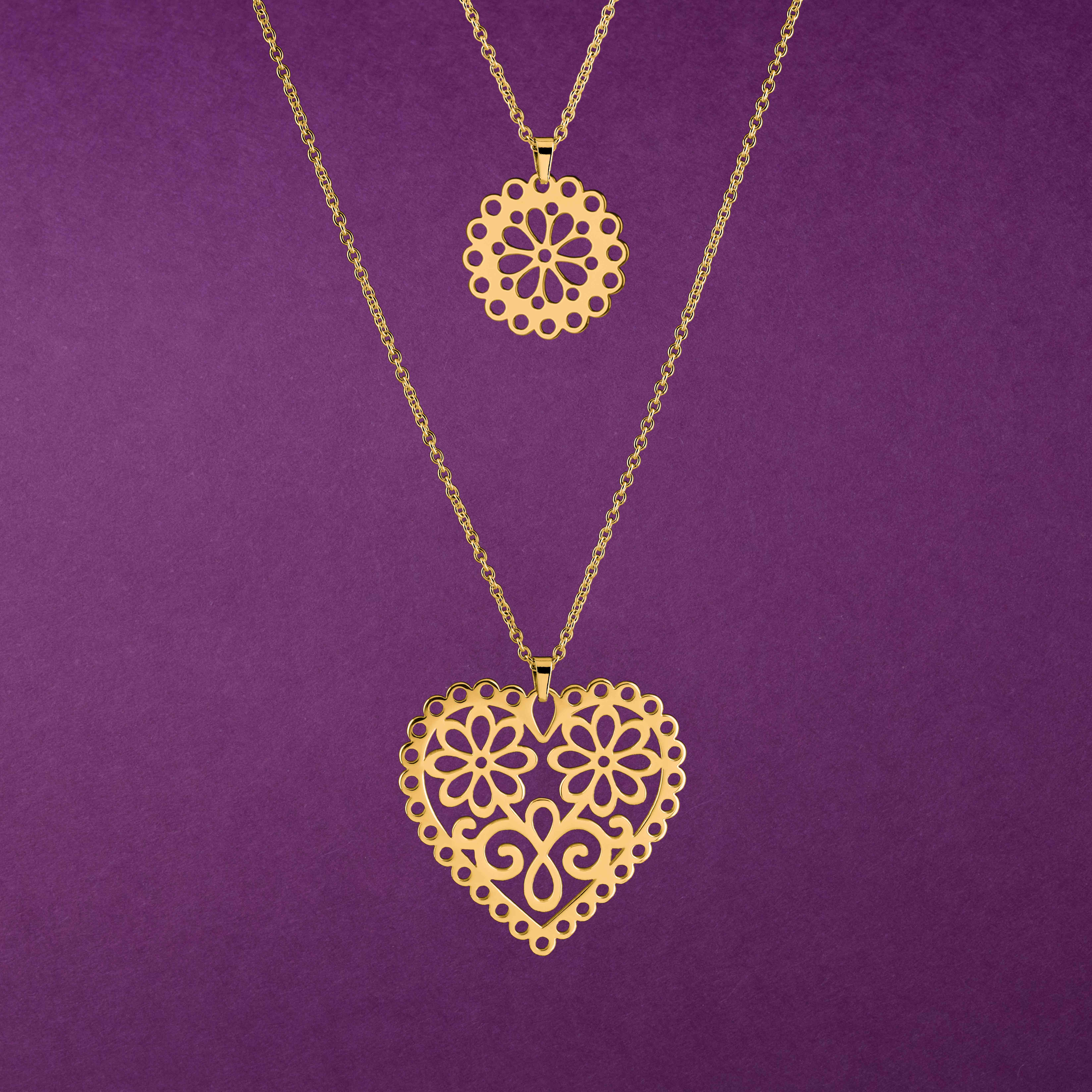 Dvojradový náhrdelník srdce margaréty