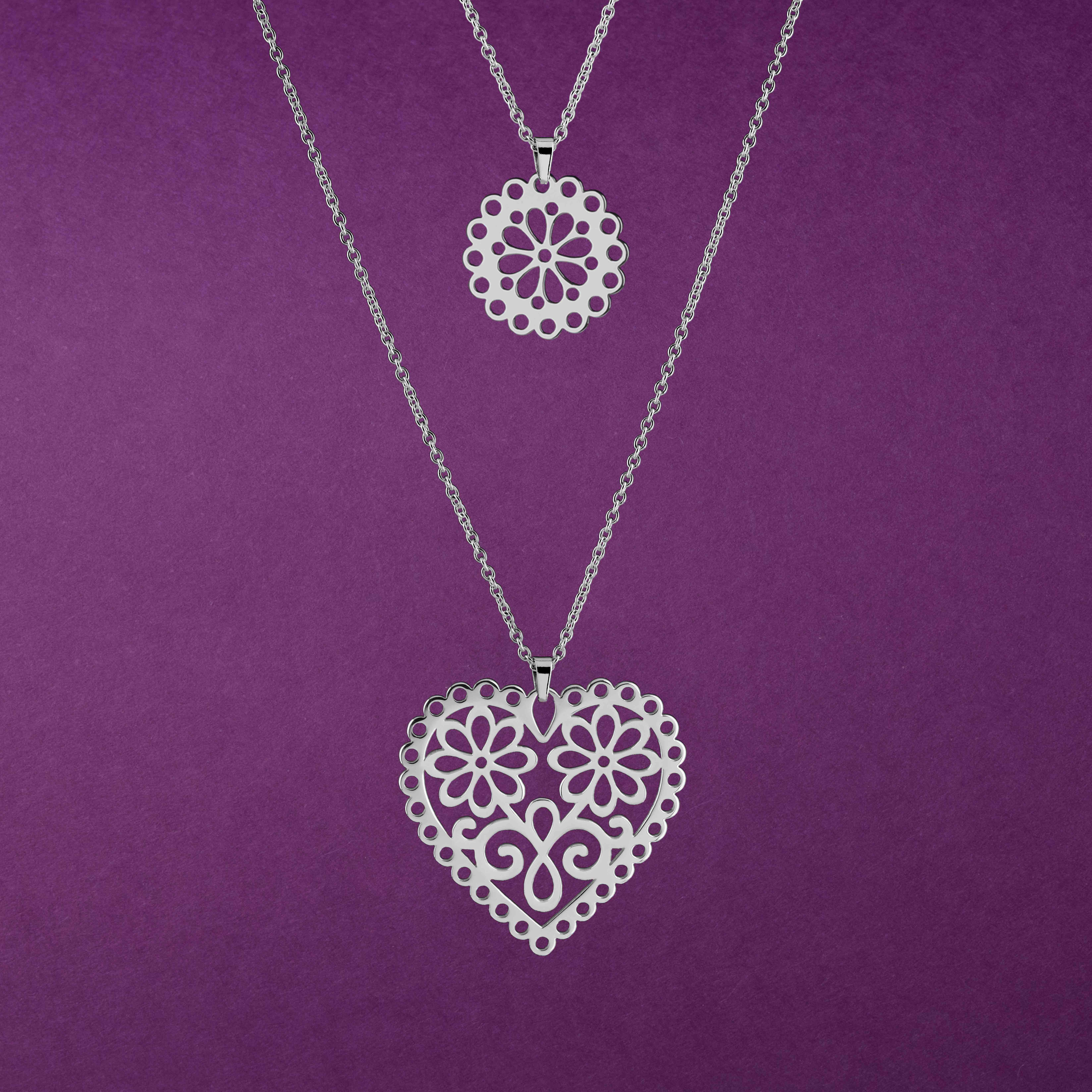 Dvojradový náhrdelník srdce margaréty