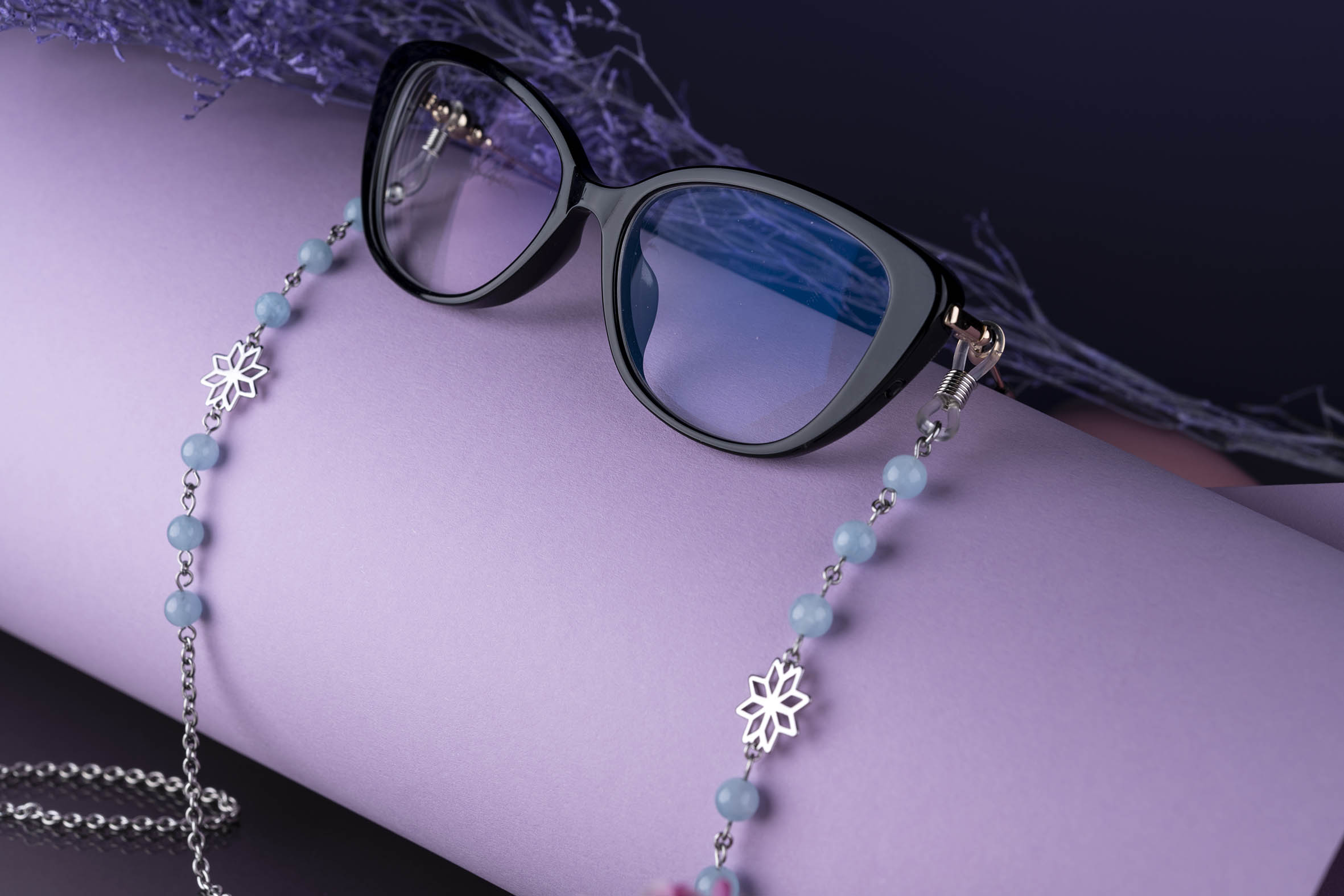 Retiazka na okuliare hviezda Novohrad + akvamarín