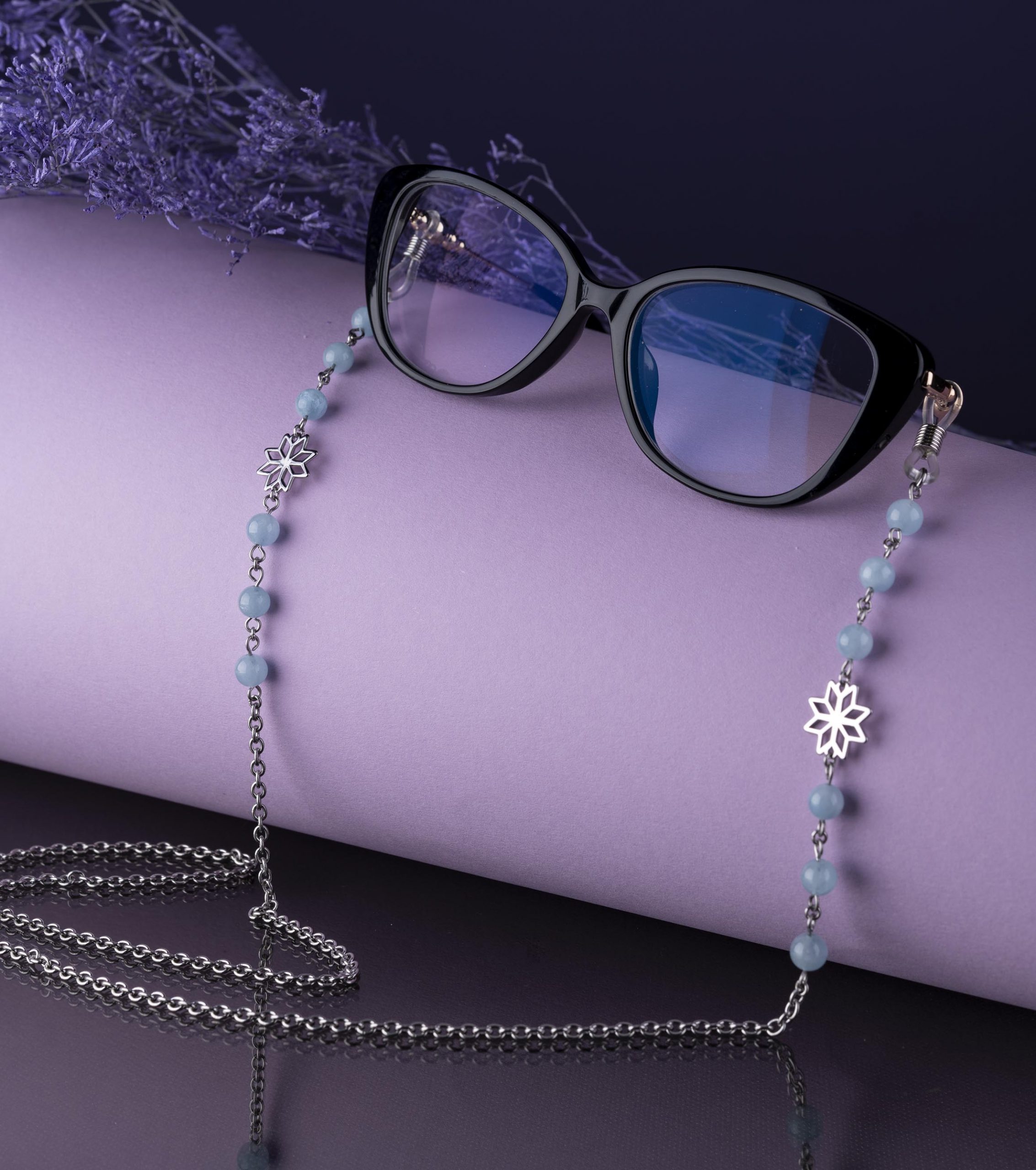 Retiazka na okuliare hviezda Novohrad + akvamarín