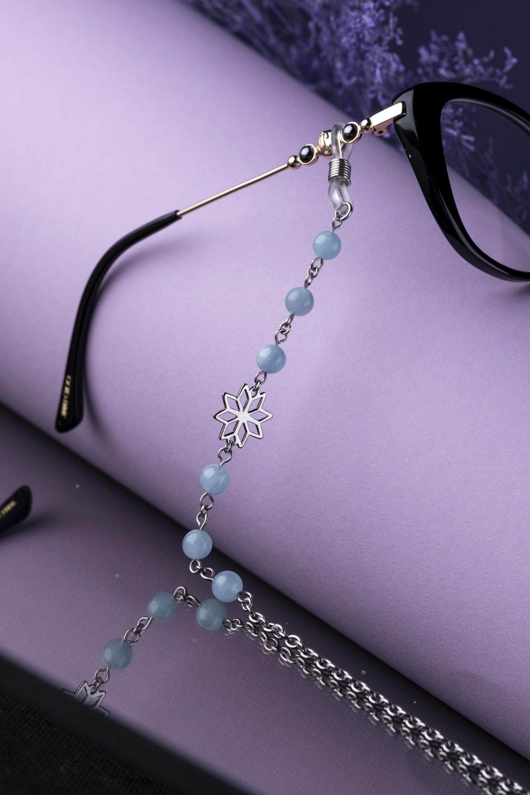 Retiazka na okuliare hviezda Novohrad + akvamarín