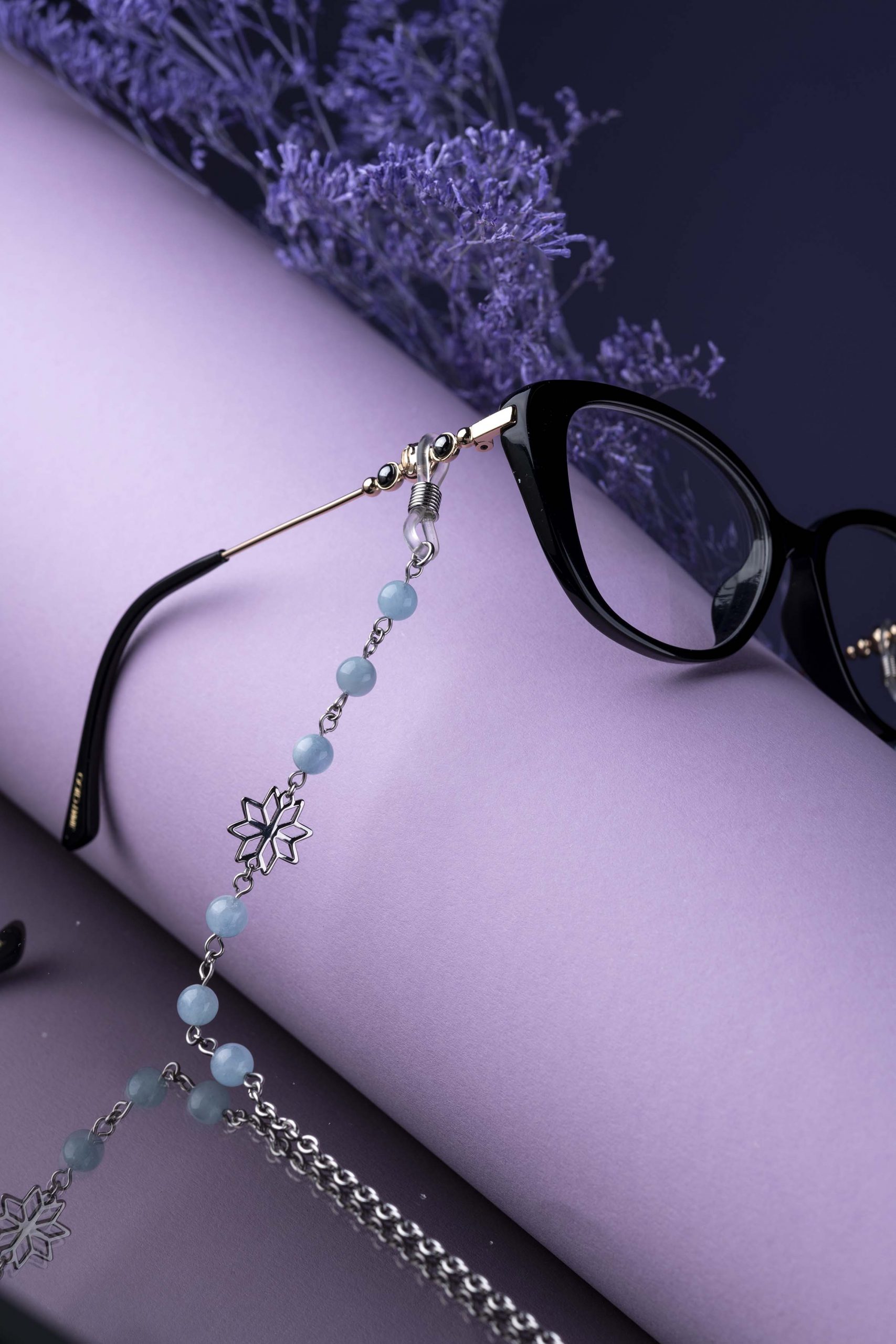 Retiazka na okuliare hviezda Novohrad + akvamarín