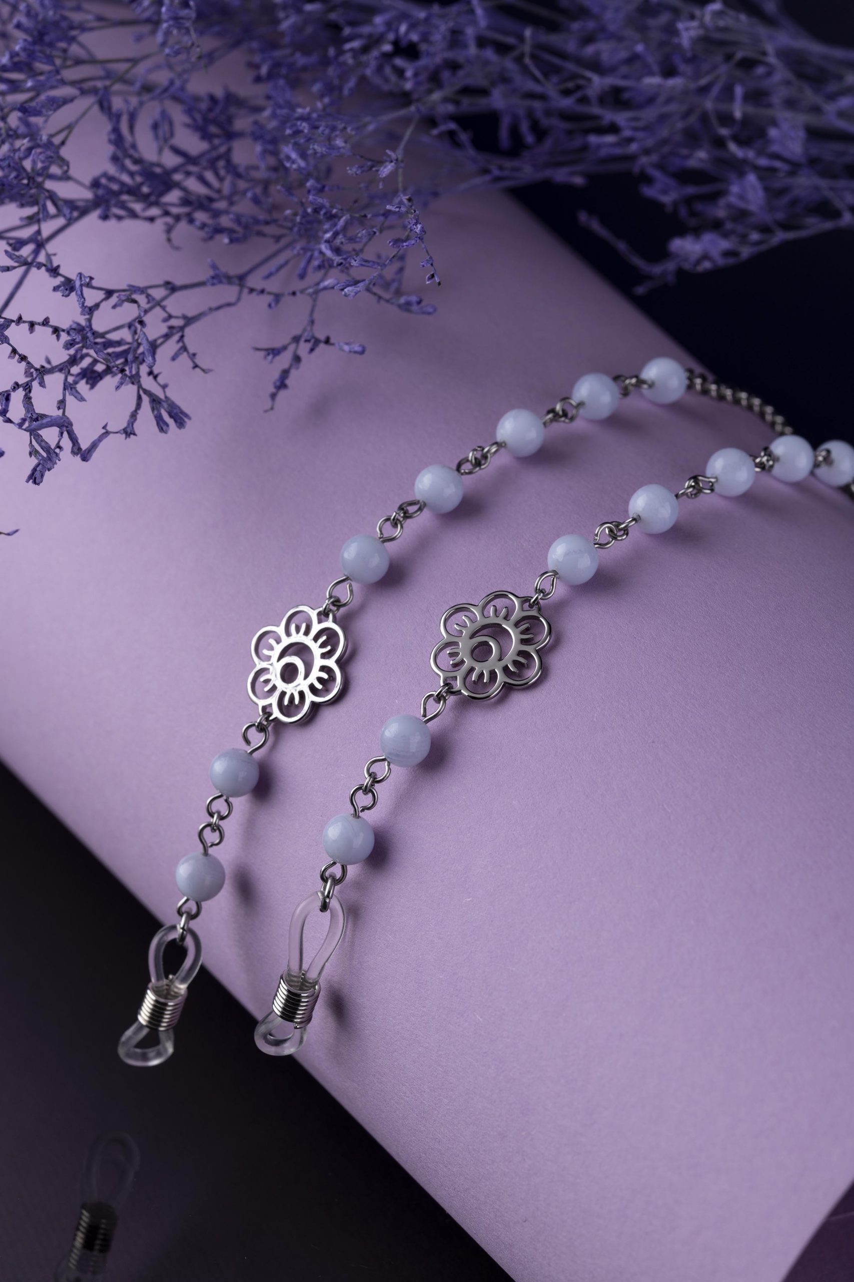 Retiazka na okuliare - Veronika Ábelová + chalcedón