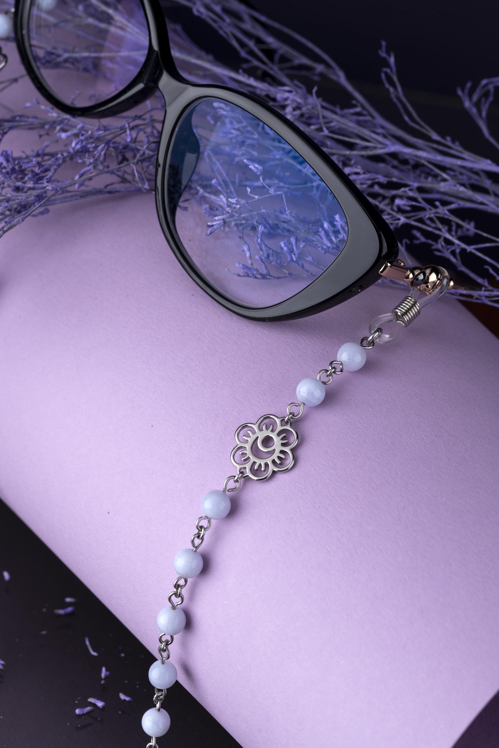 Retiazka na okuliare - Veronika Ábelová + chalcedón