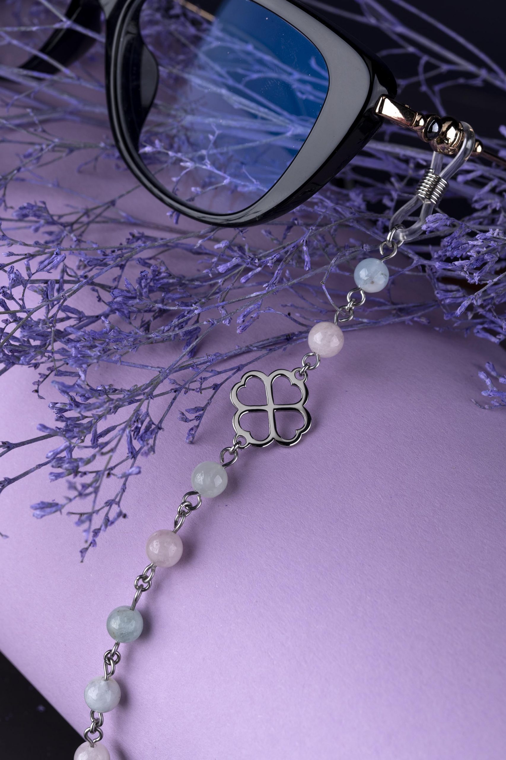 Retiazka na okuliare - Veronika Ábelová + chalcedón