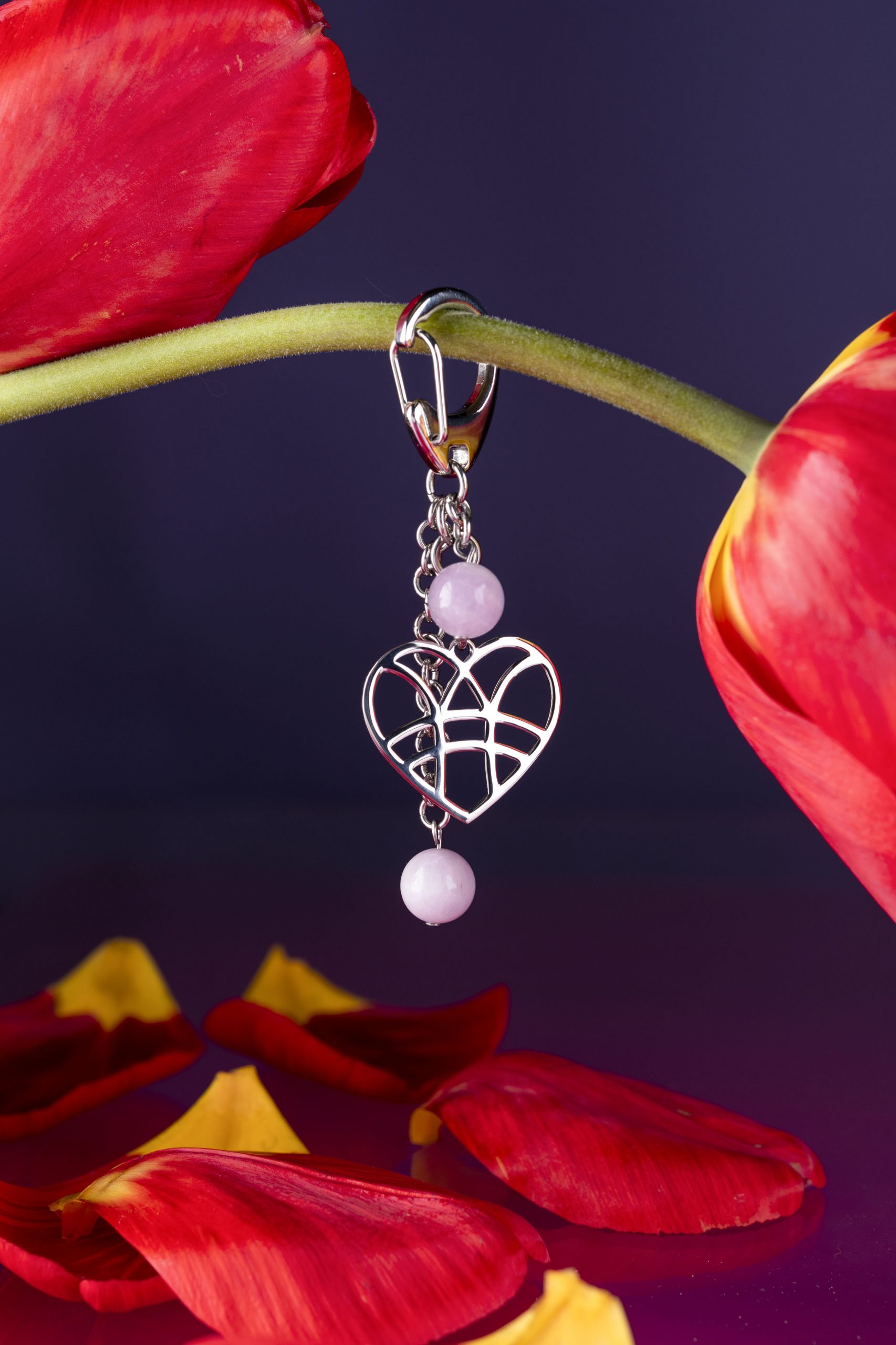 Kľúčenka - srdce IBA TEBE + kunzit 2