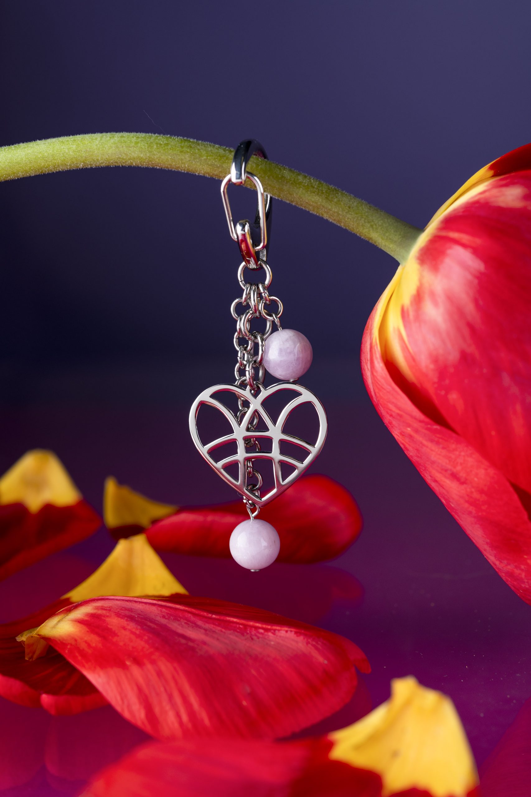 Kľúčenka - srdce IBA TEBE + kunzit 2