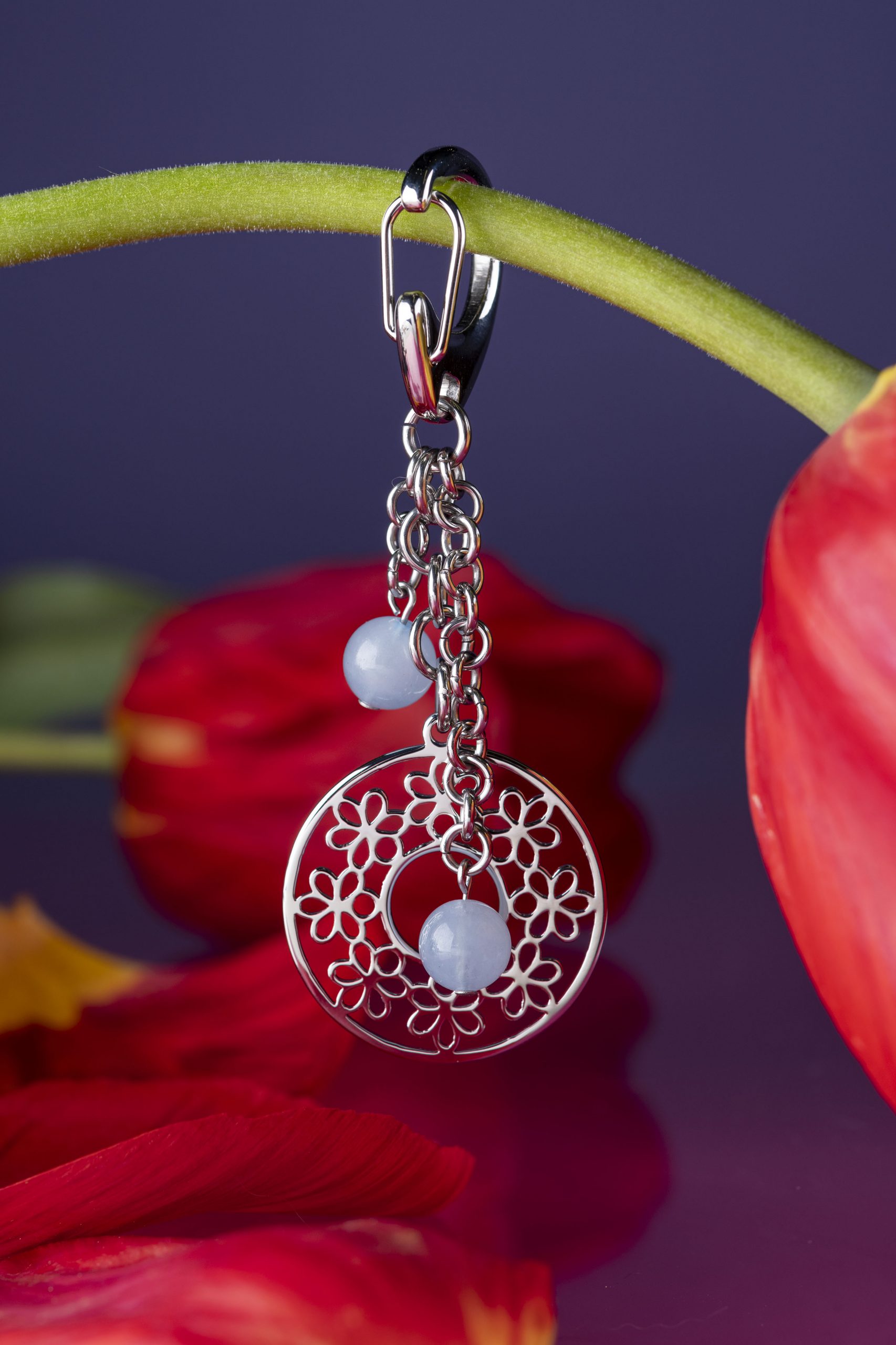 Kľúčenka - ornament Ábelová + akvamarín