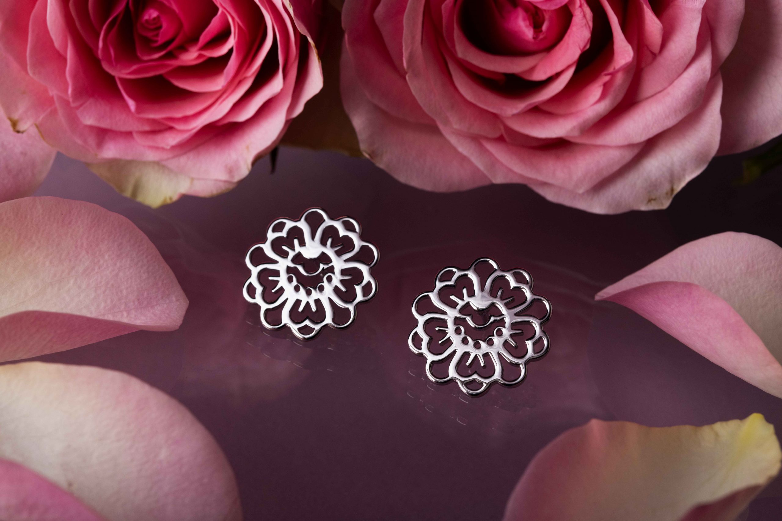 Napichovacie náušnice - modrotlač kvietok 3