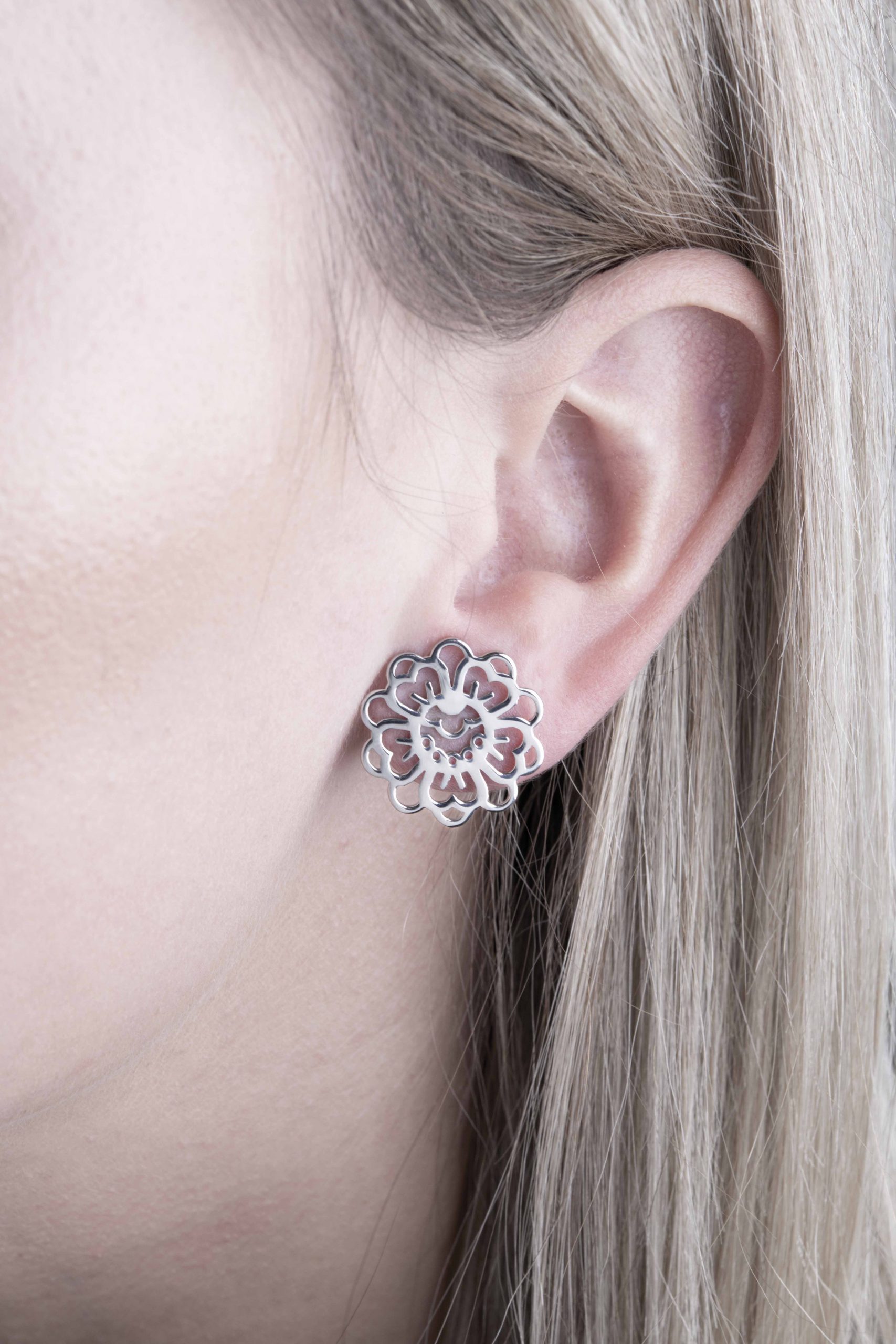 Napichovacie náušnice - modrotlač kvietok 3