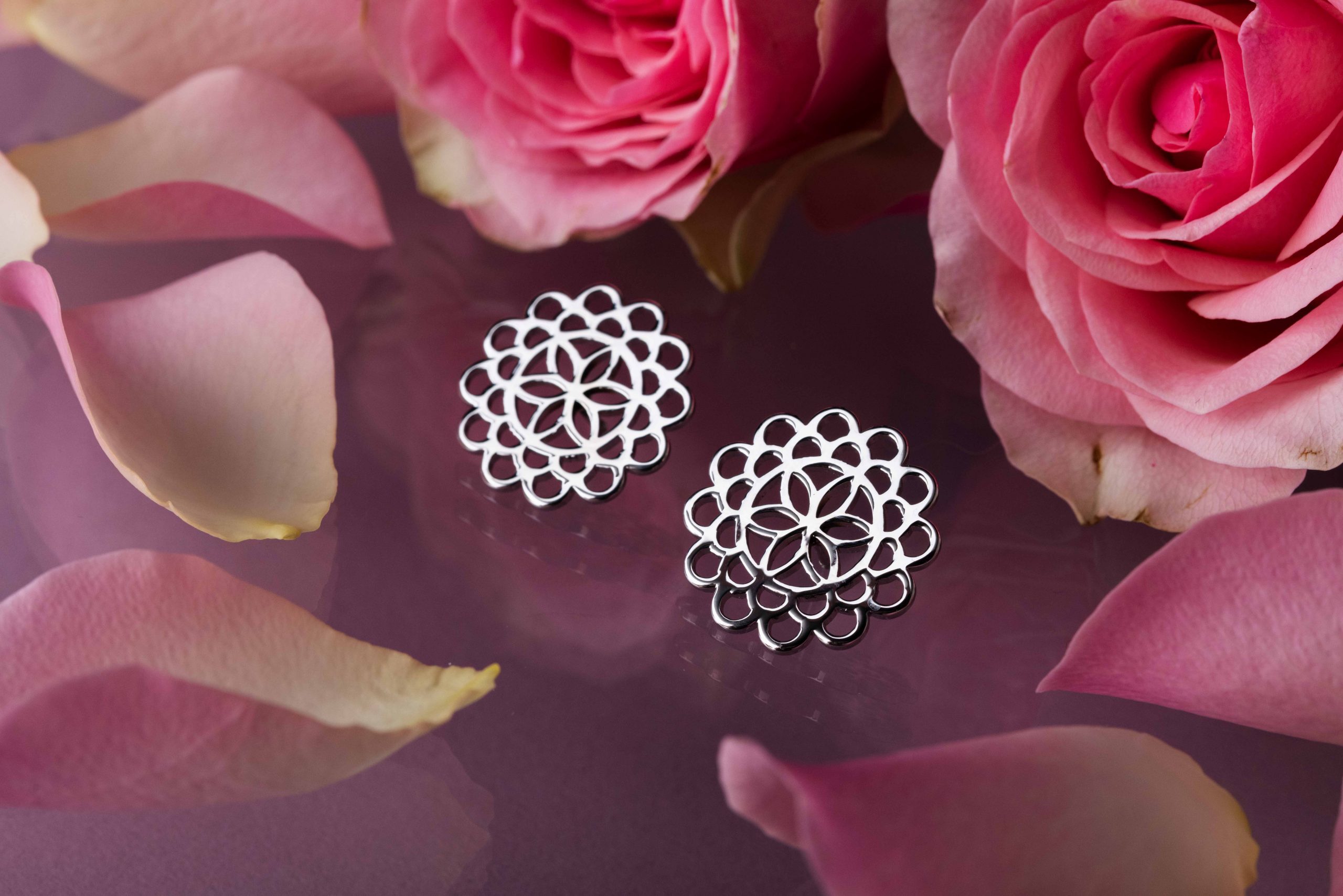 Napichovacie náušnice - čipka ornament 2cm