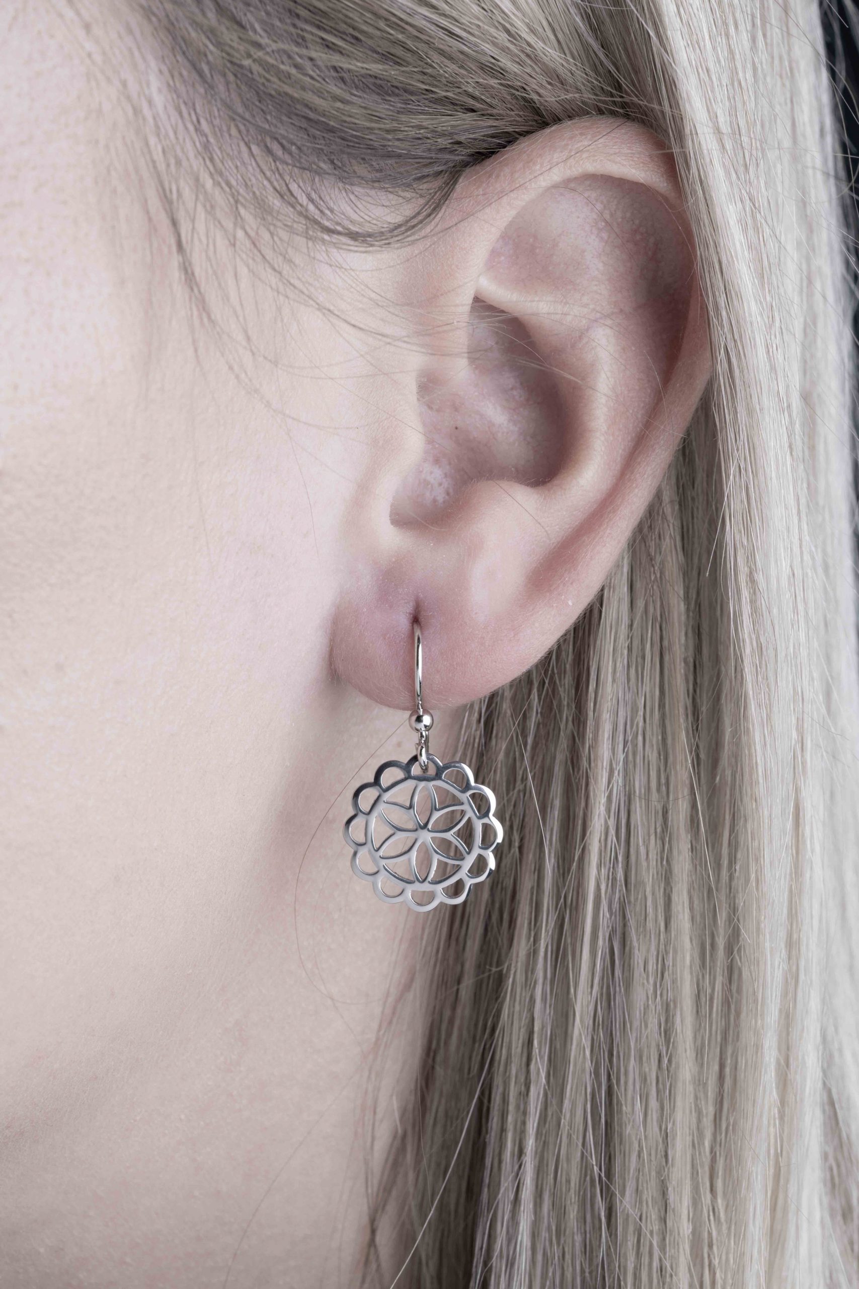 Náušnice čipka ornament 1,5cm+háčik