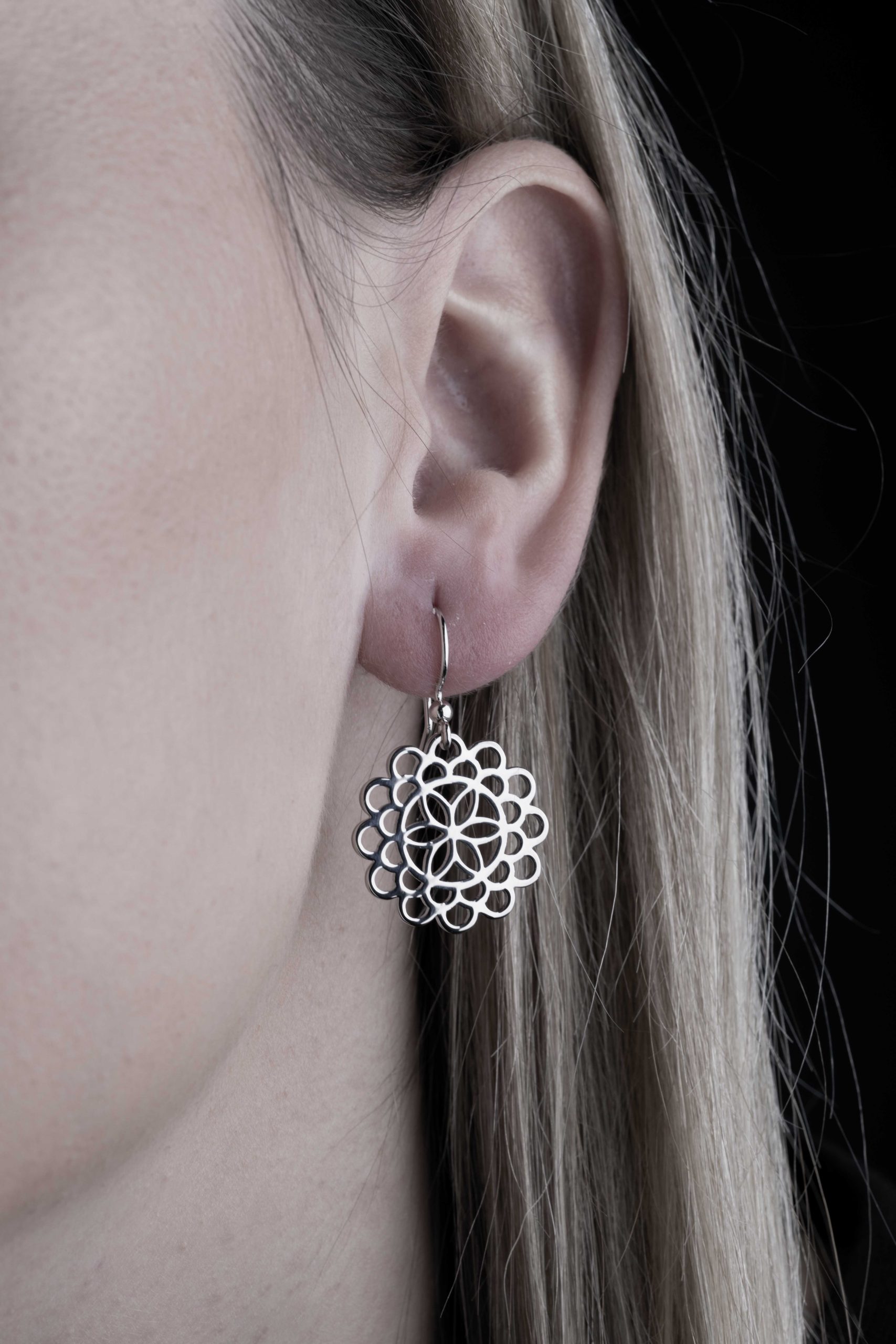 Náušnice čipka ornament 2cm+háčik