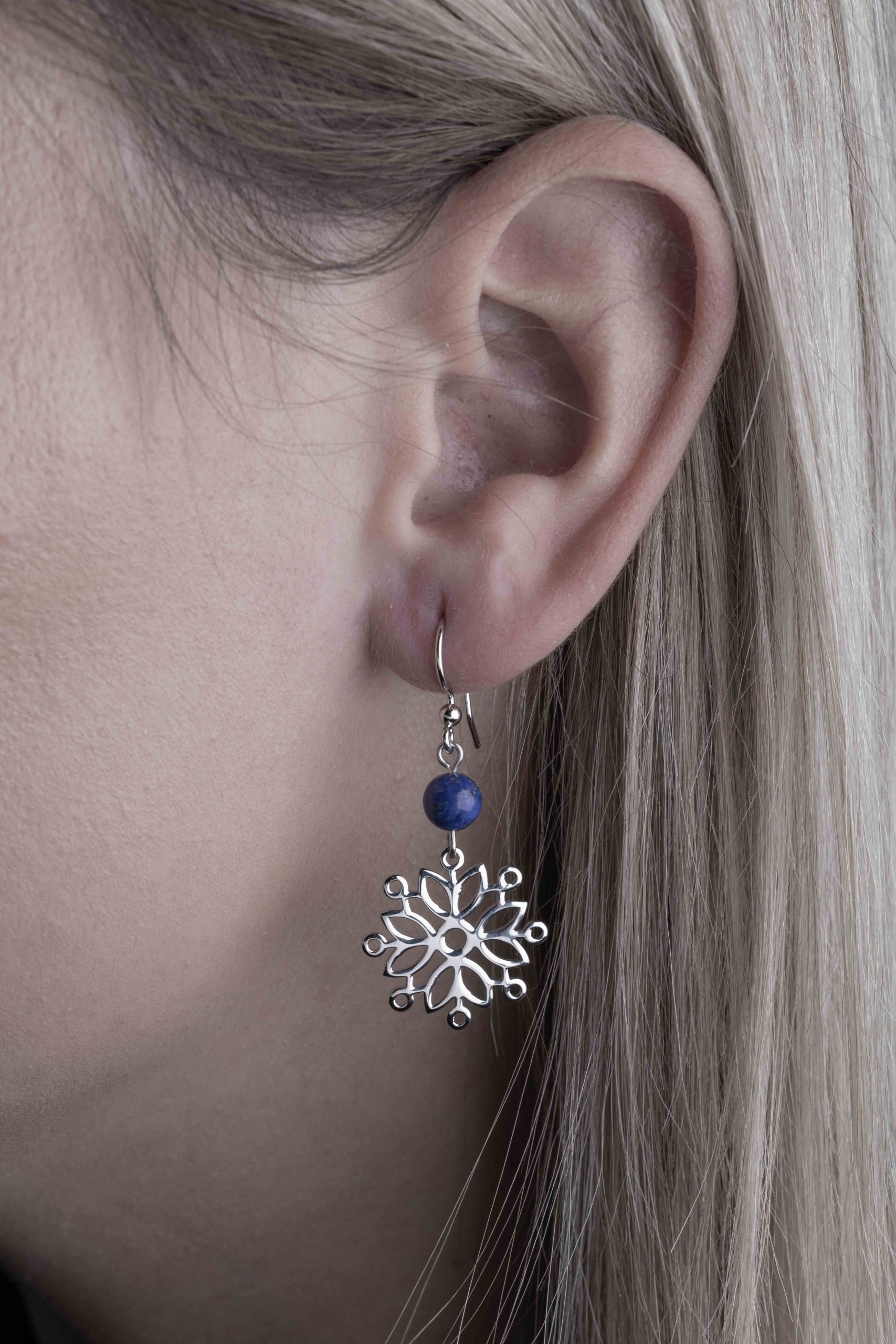 Náušnice modrotlač hviezda 1 s lapisom