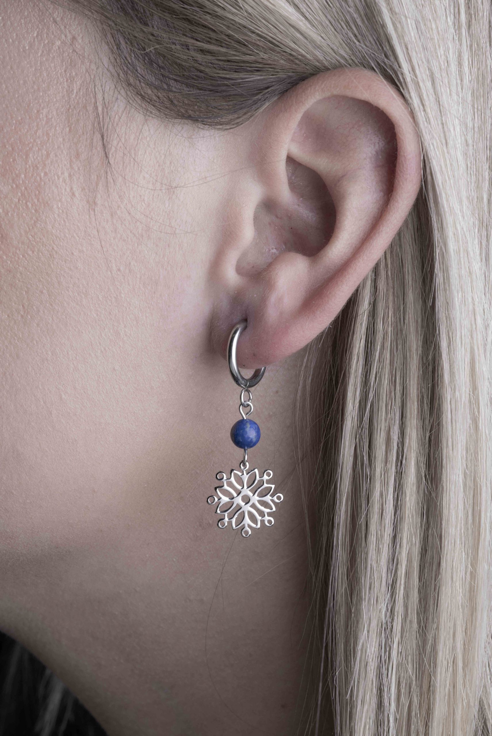 Náušnice modrotlač hviezda 1 s lapisom