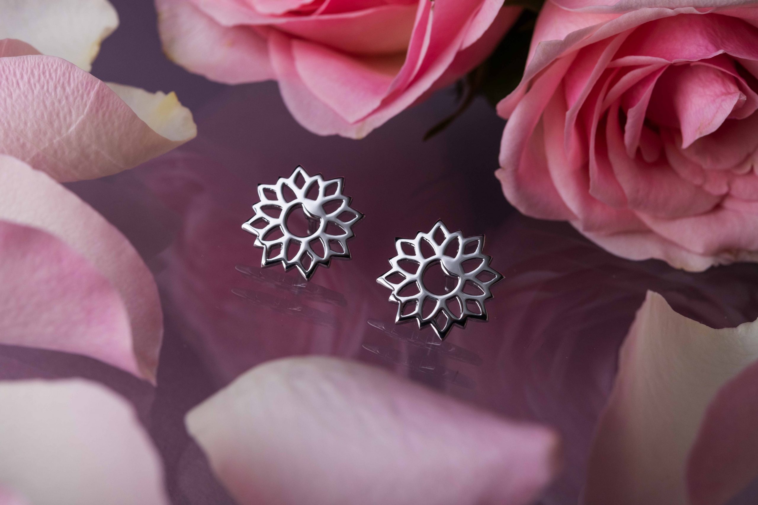 Napichovacie náušnice modrotlač slnečnica