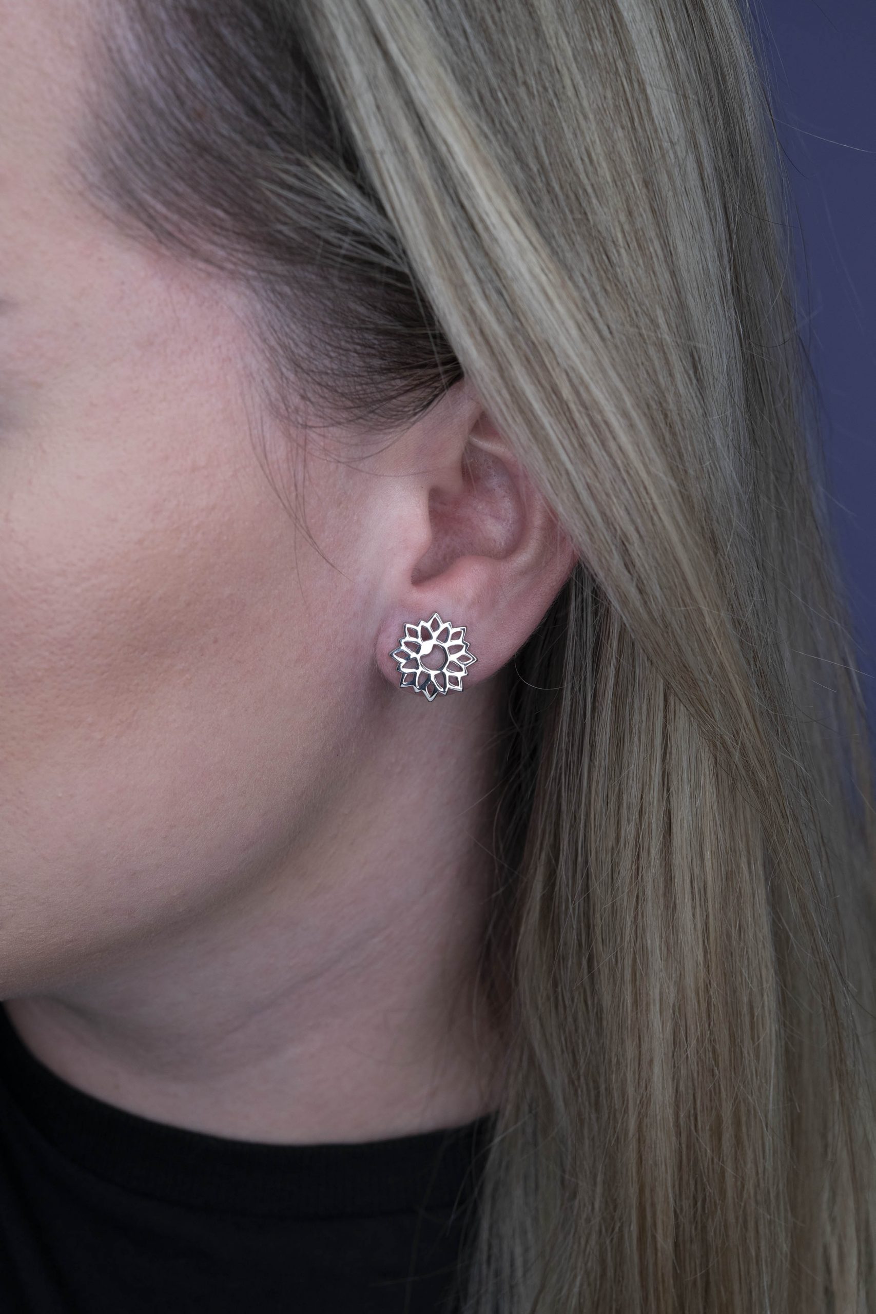 Napichovacie náušnice modrotlač slnečnica