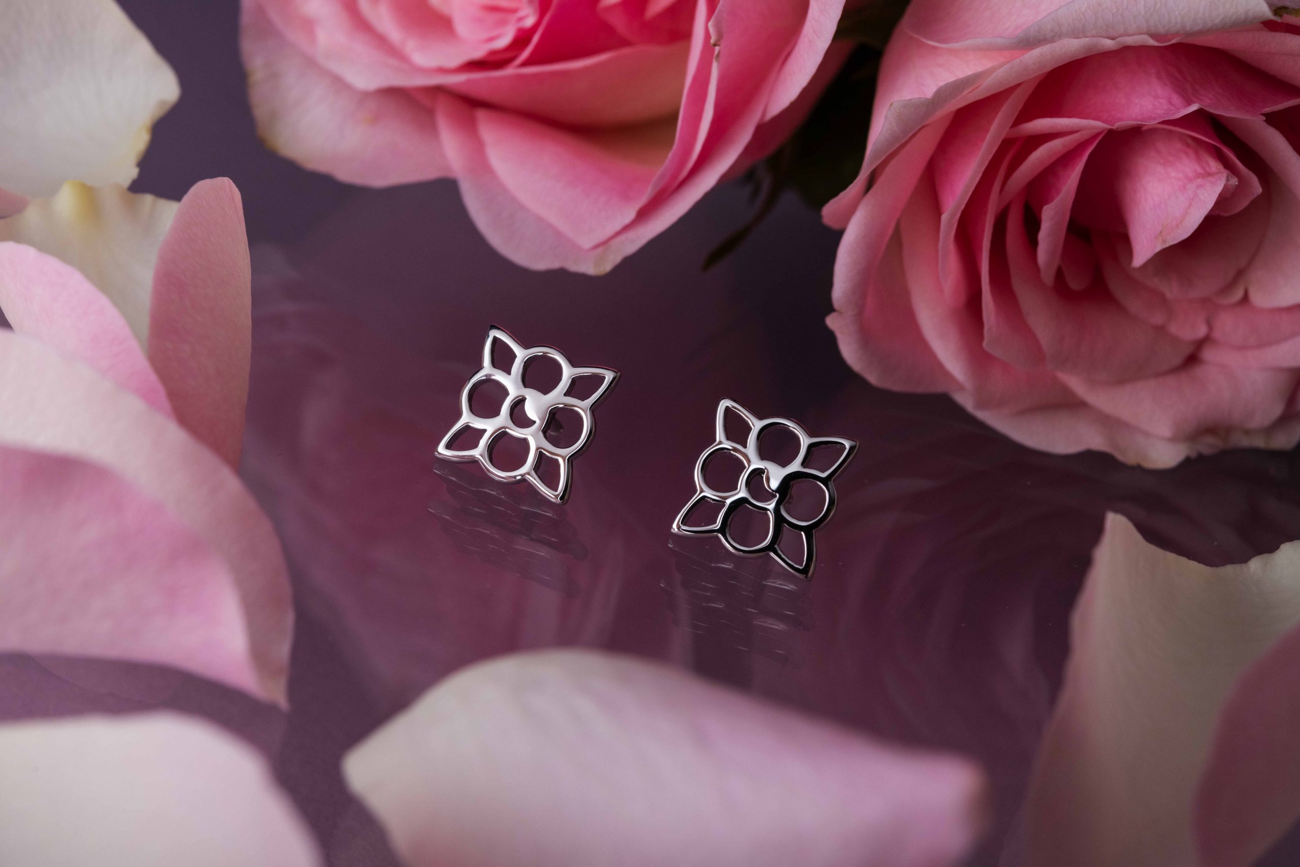 Napichovacie náušnice - modrotlač kvietok 1