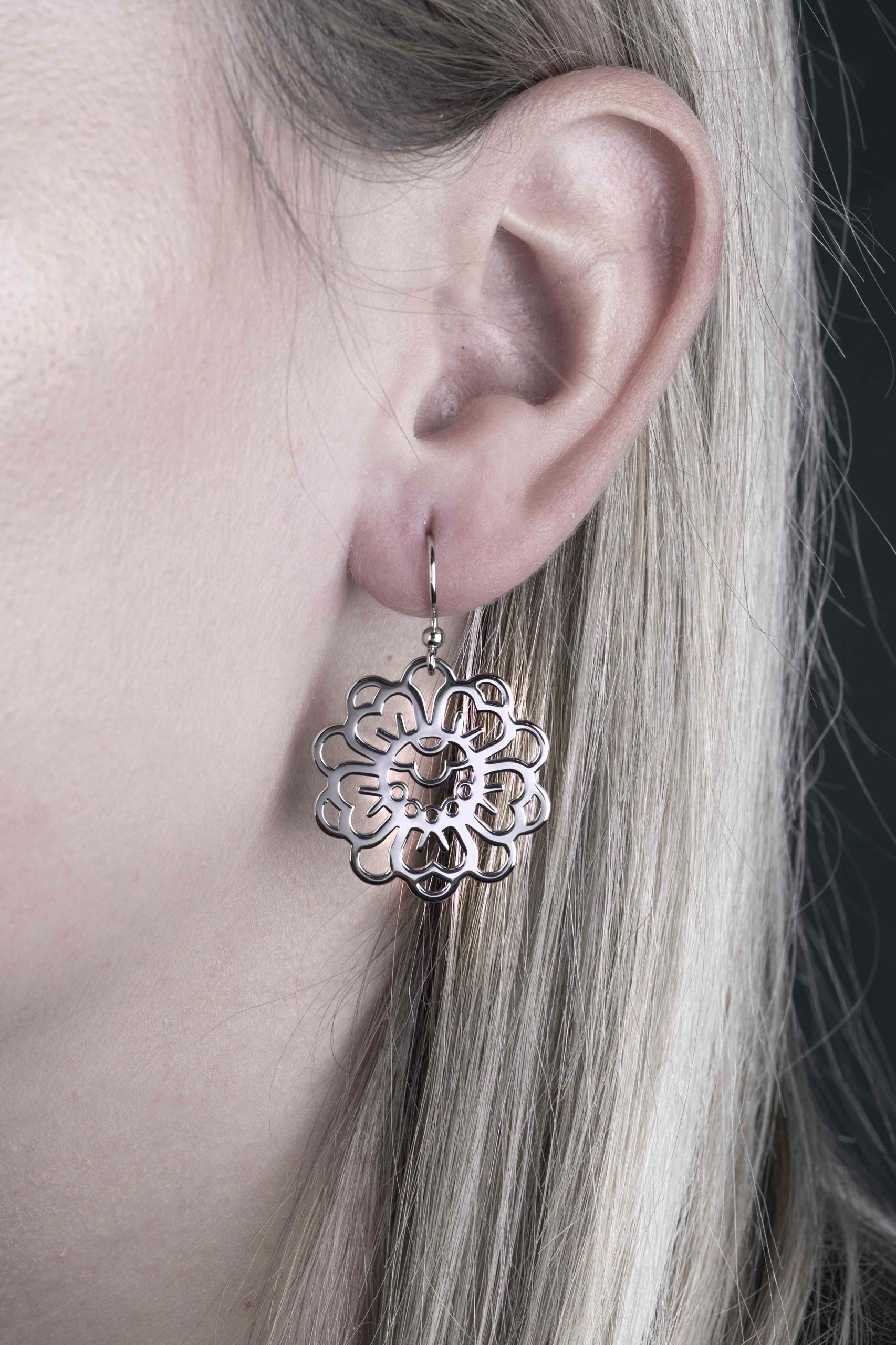 Náušnice kvietok modrotlač +háčik