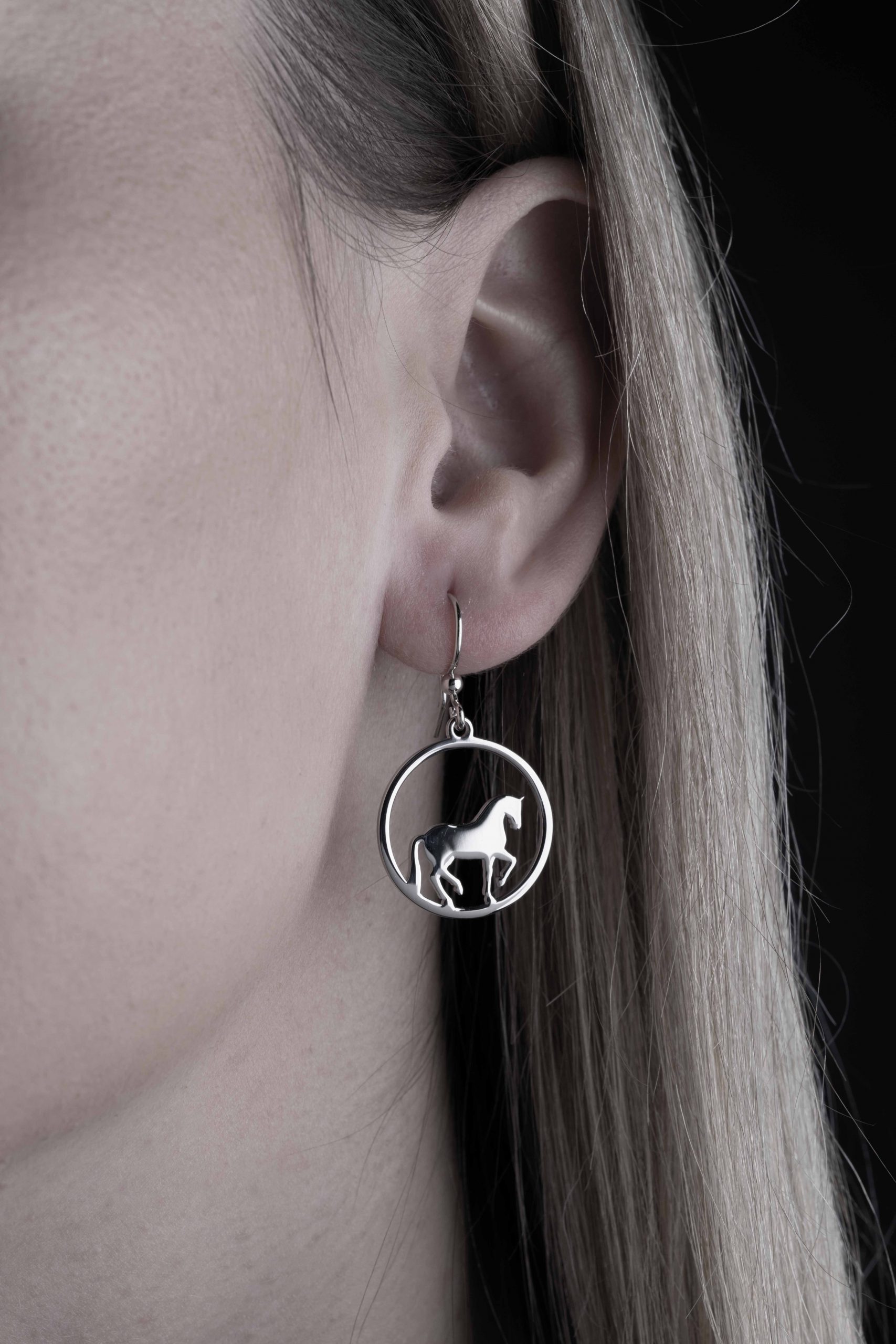 Náušnice piaf - kôň kruh - 2cm