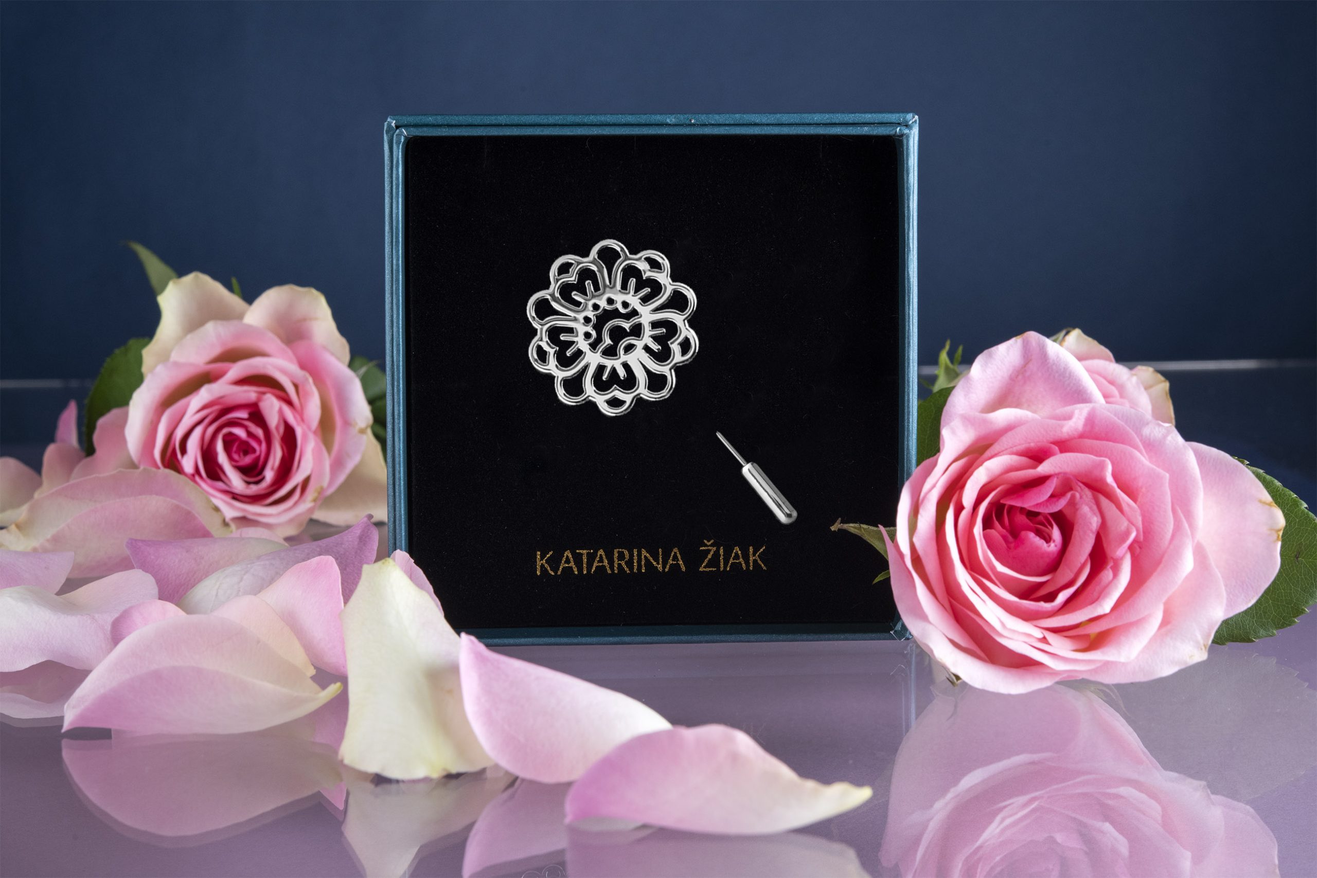 Brošňa modrotlač kvietok 1