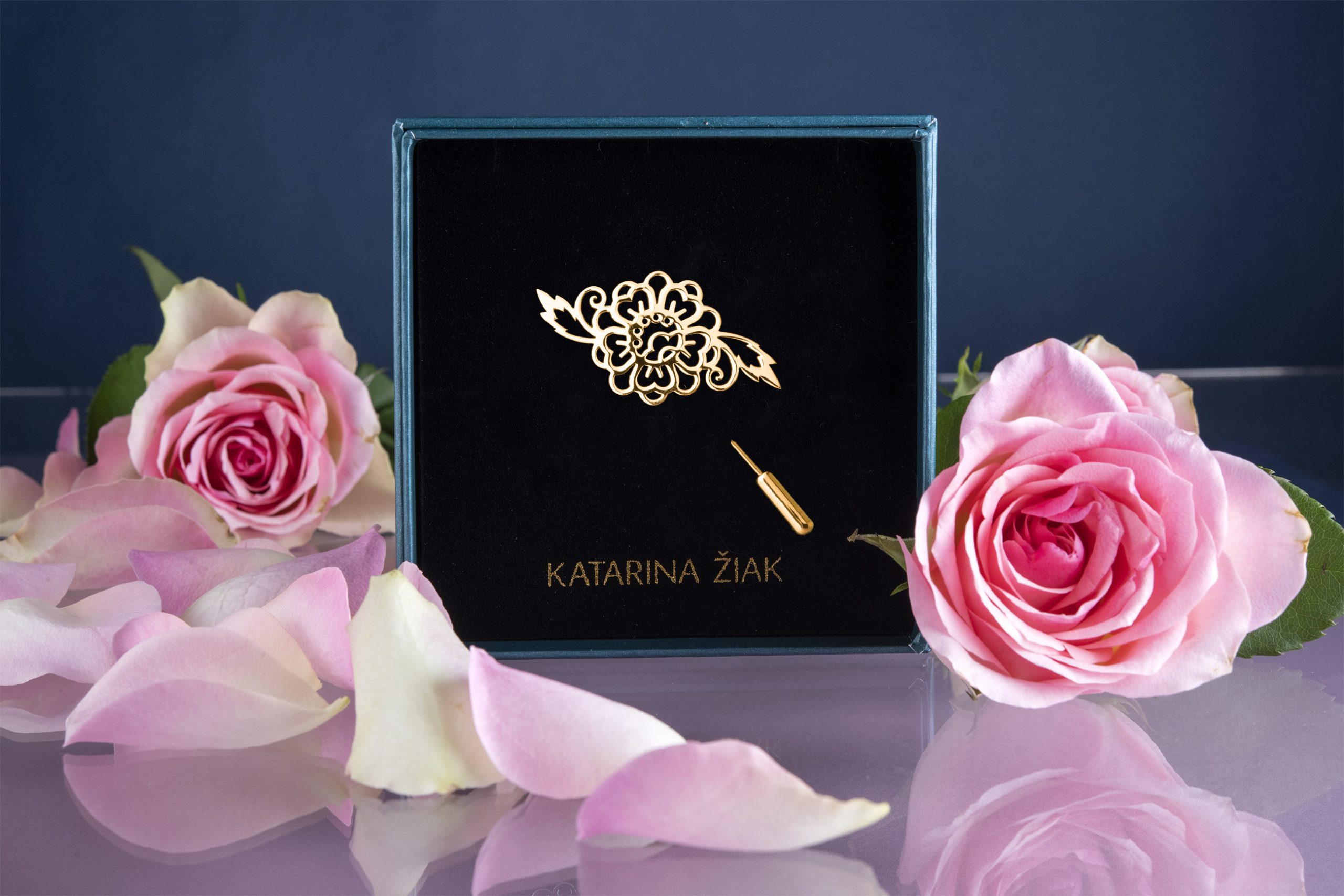 Brošňa modrotlač kvietok 2