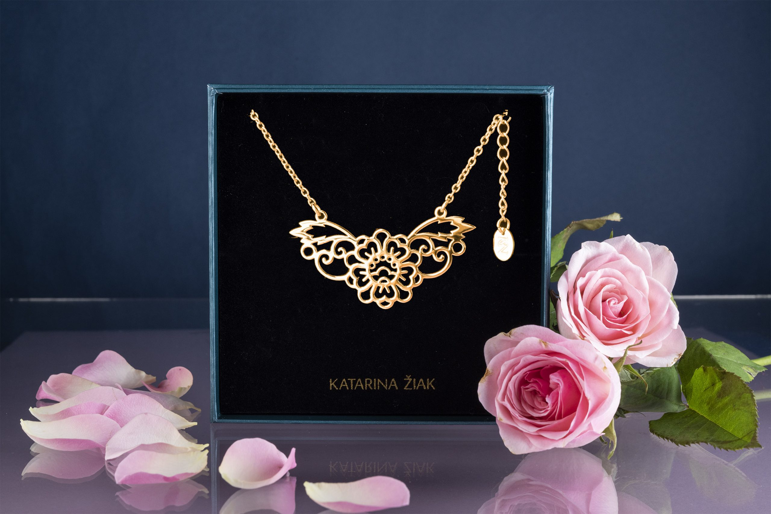 Náhrdelník modrotlač kvietok 1- oblúk