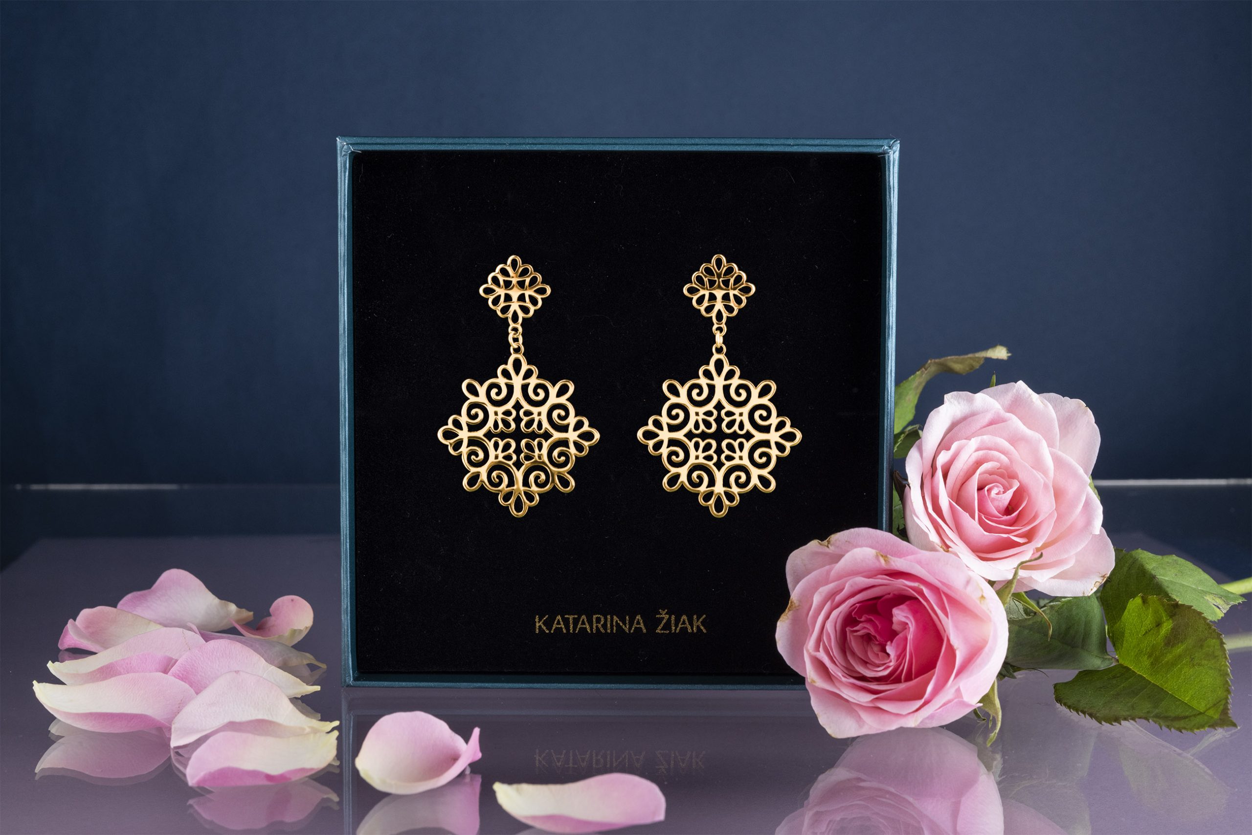 Náušnice čipka ornament štvorec