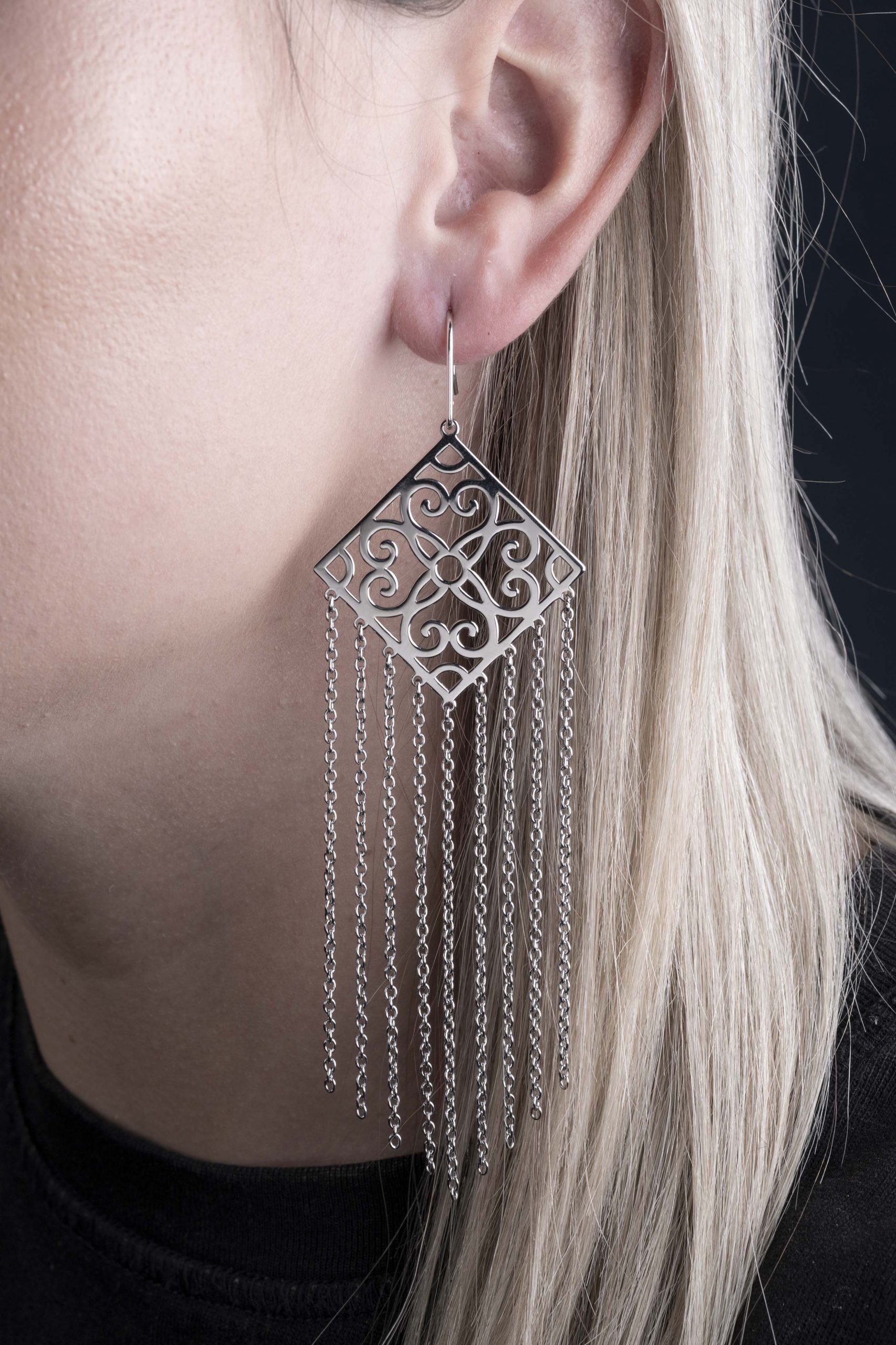 Náušnice čipka  vodopád - veľké