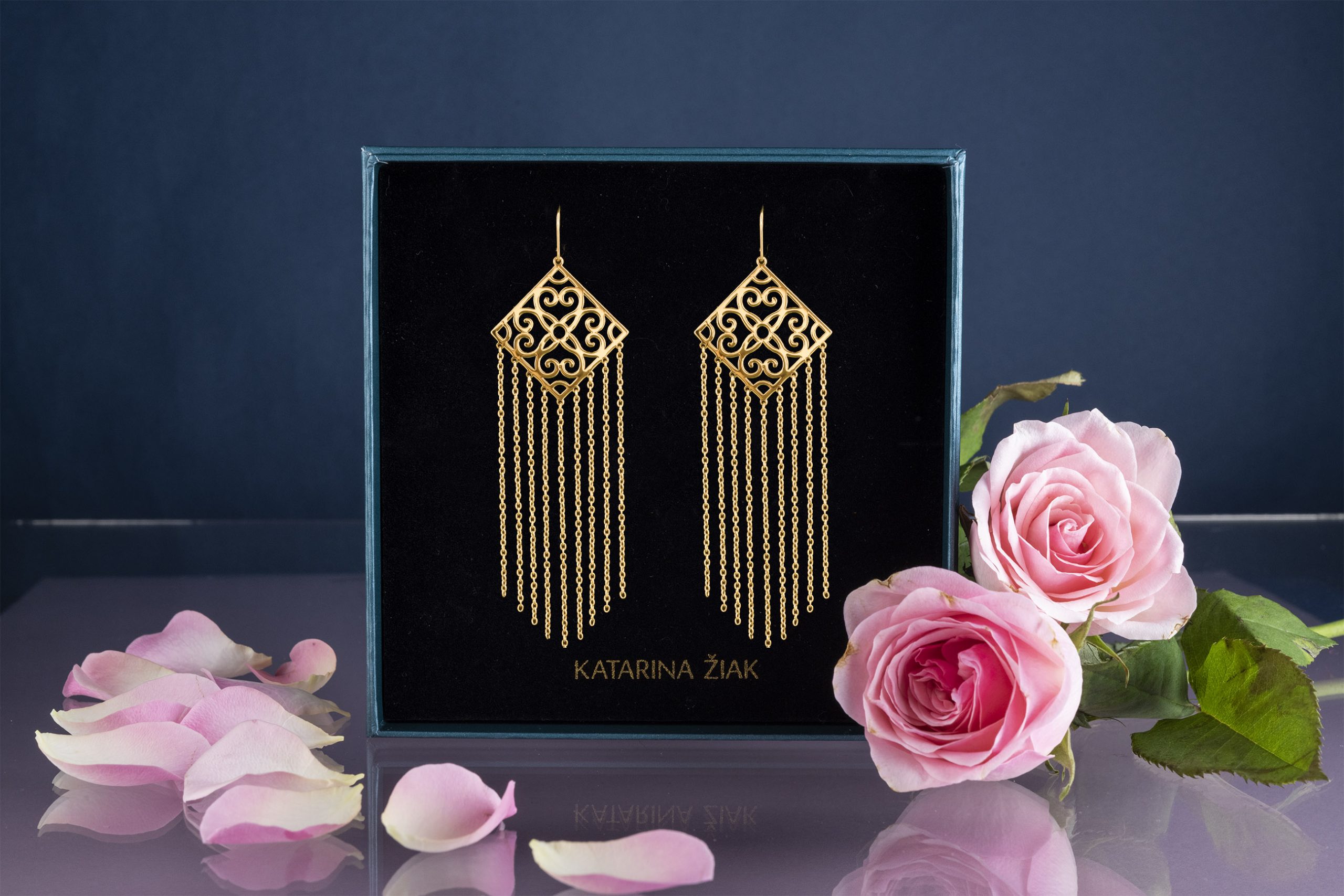 Náušnice čipka  vodopád - veľké