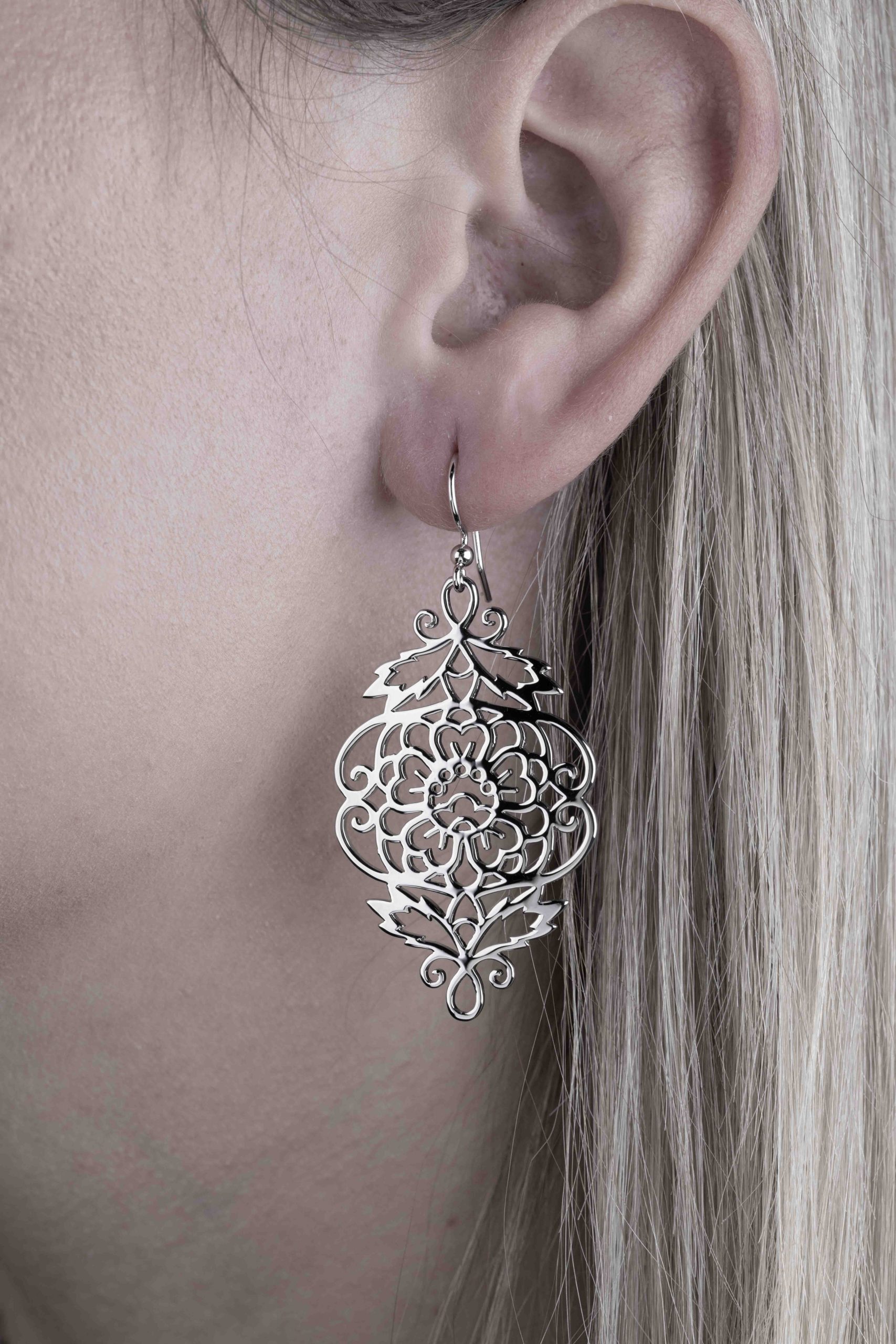 Náušnice modrotlač ornament kvietok ovál 1