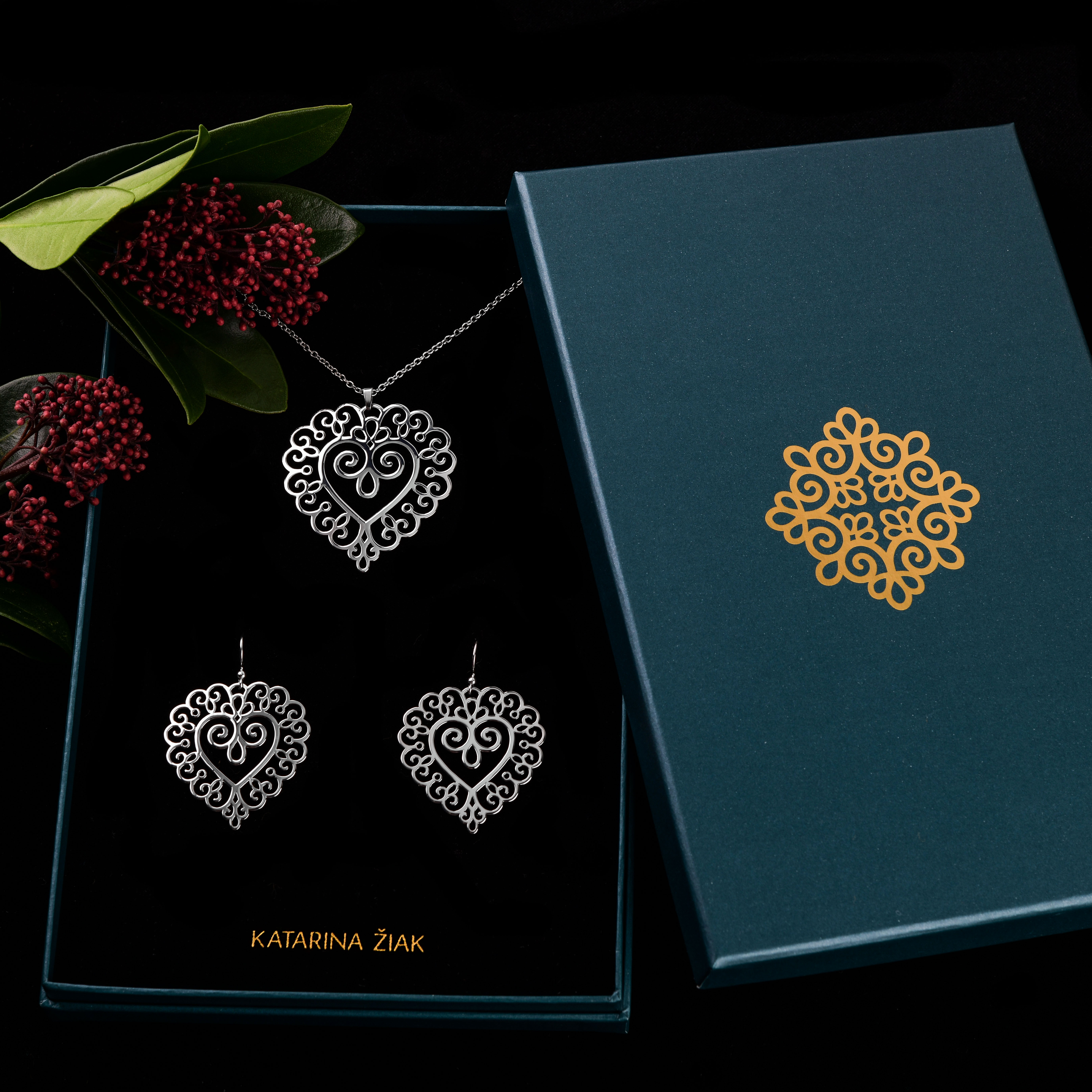 Náušnice čipka 3 - srdce