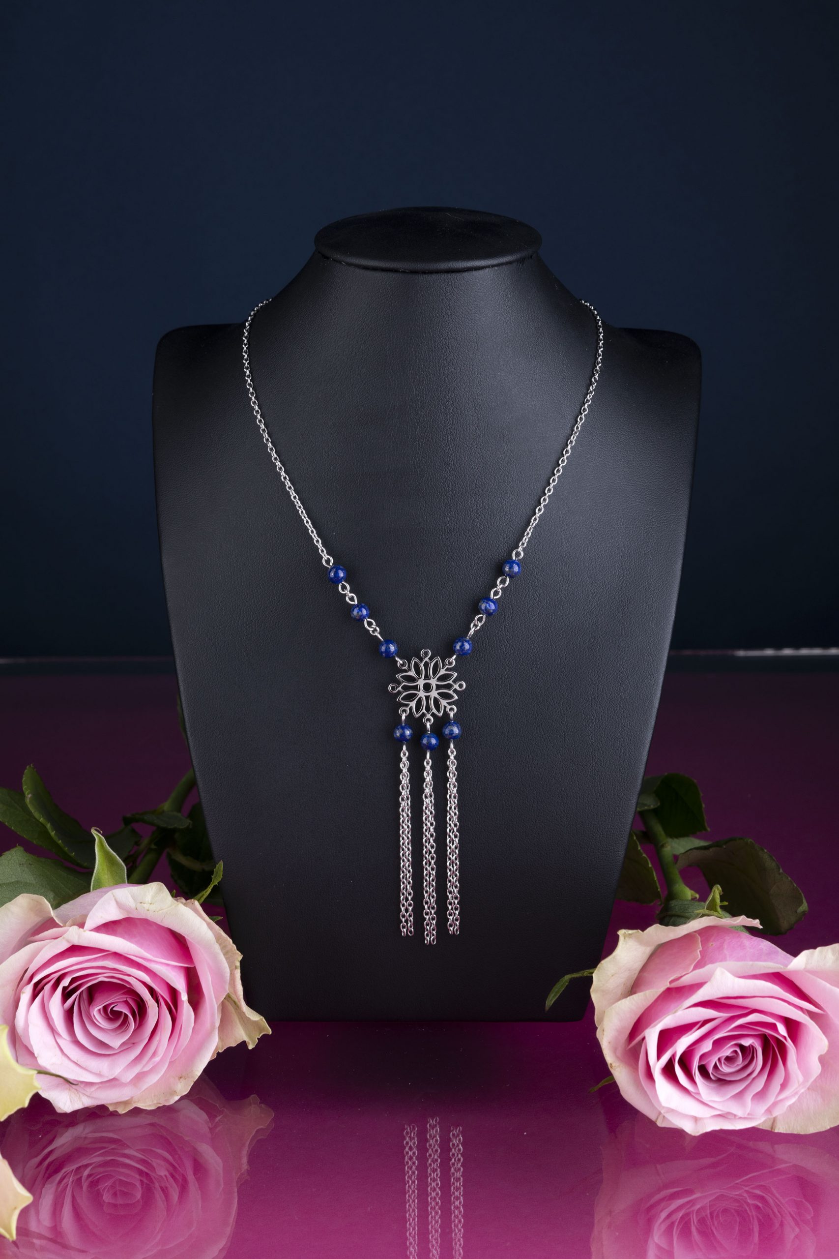 Náhrdelník modrotlač hviezda 1 s lapisom vodopád