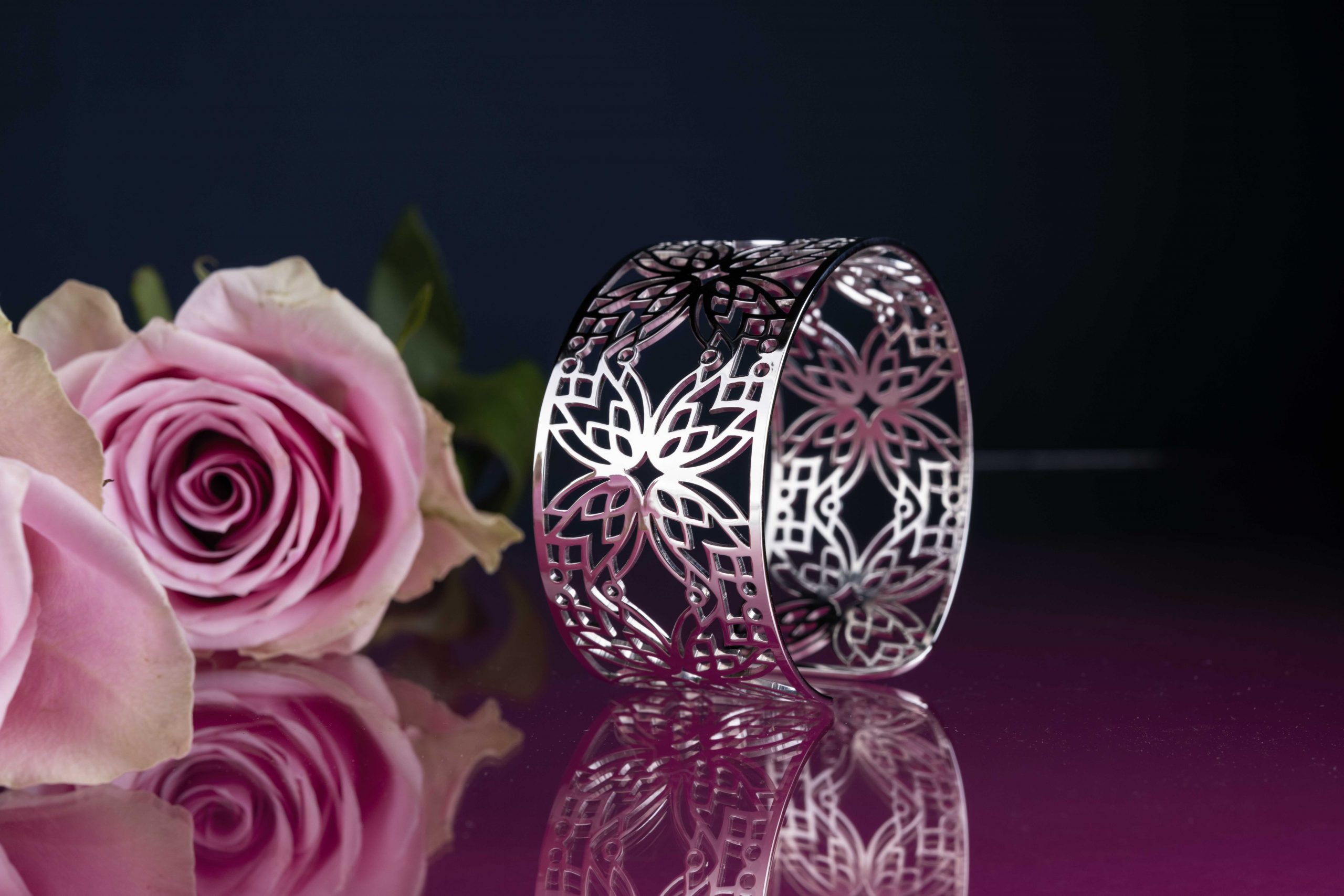 Náramok modrotlač zvončeky ornament - pás