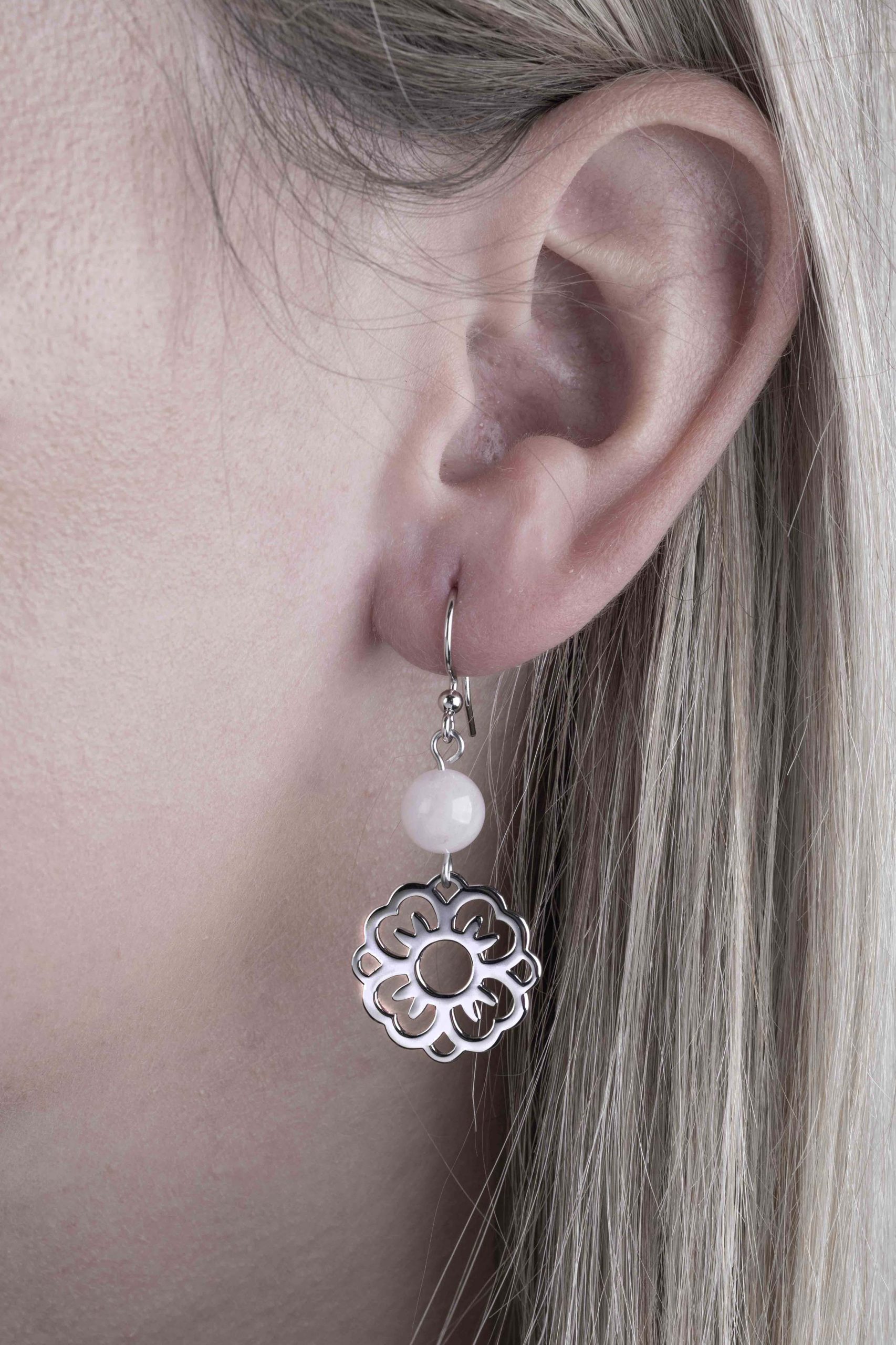 Náušnice modrotlač nezábudka + kunzit