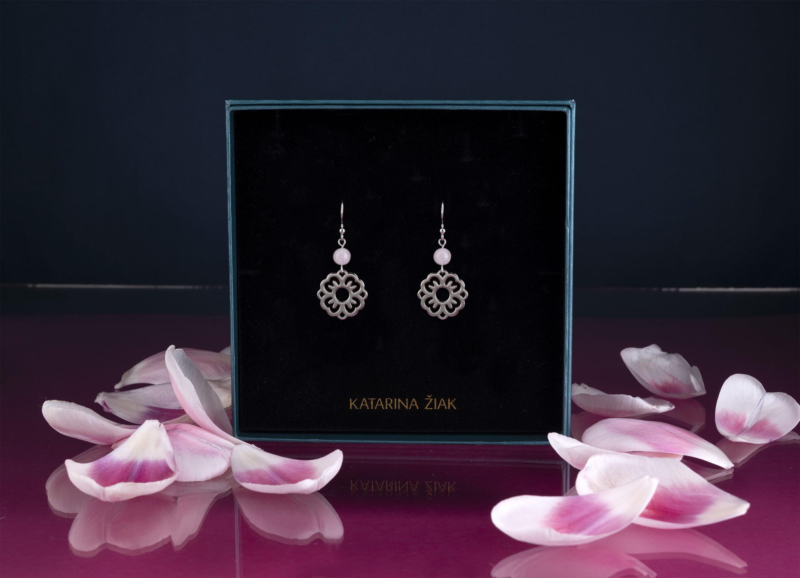 Náušnice modrotlač nezábudka + kunzit