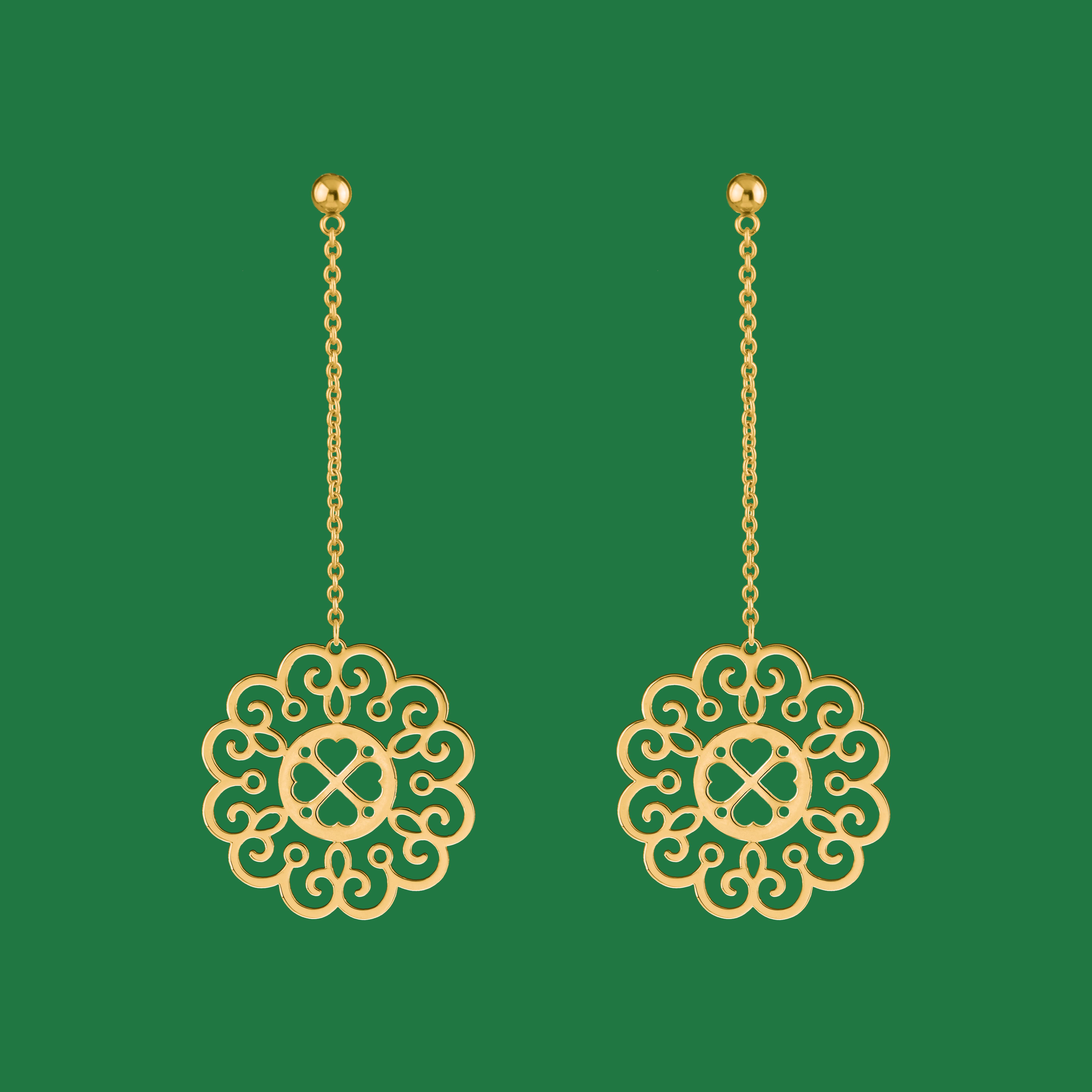 Náušnice čipka 2 - štvorlístok na retiazke