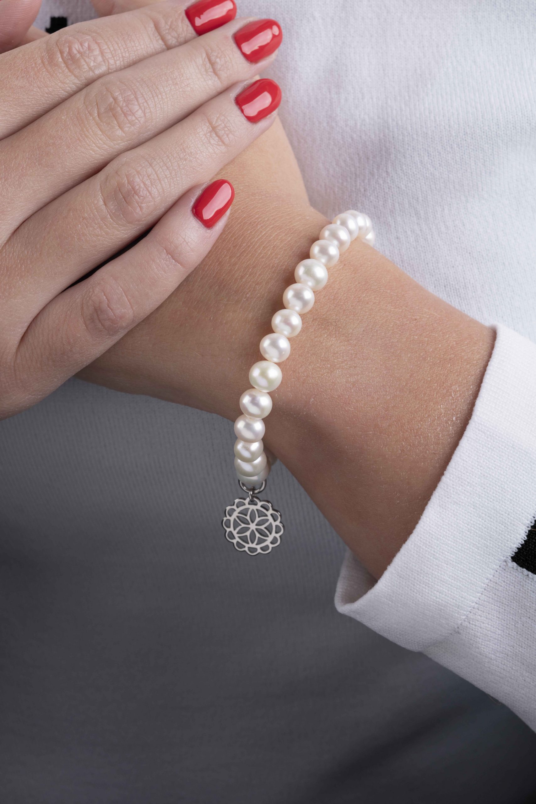 Náramok čipka ornament 1,5cm - perly