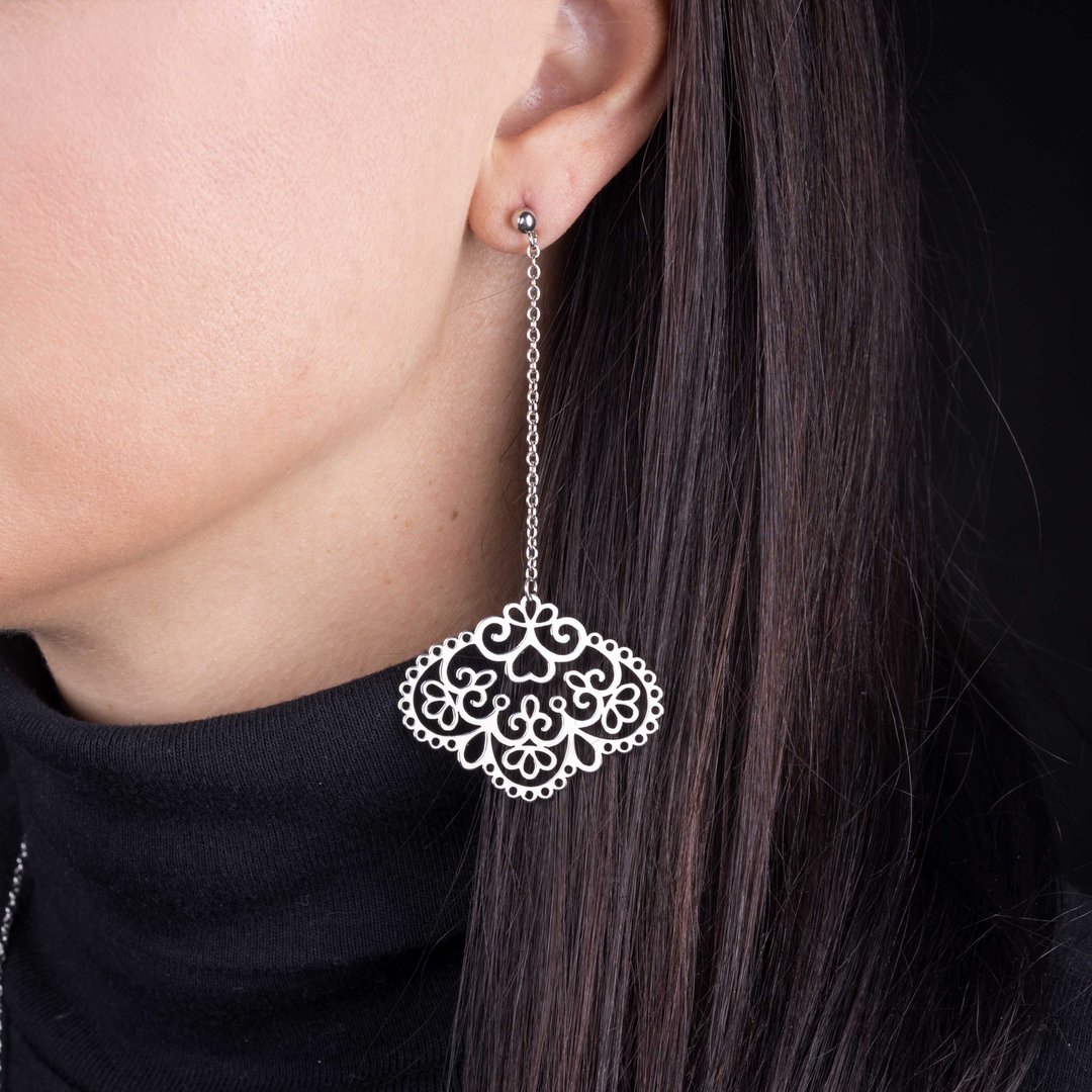 Náušnice čipka 4 na retiazke