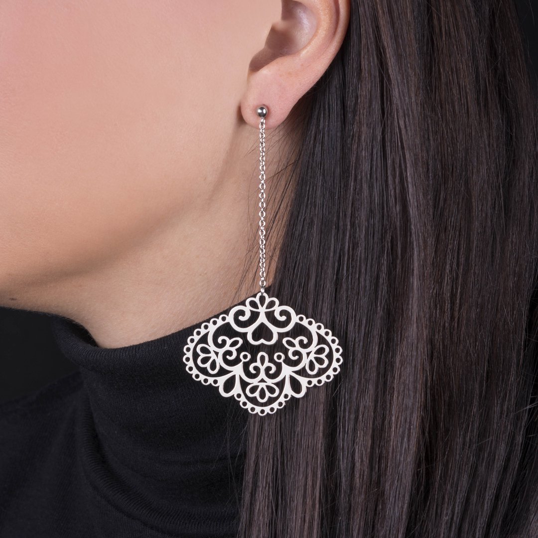 Náušnice čipka 4 na retiazke