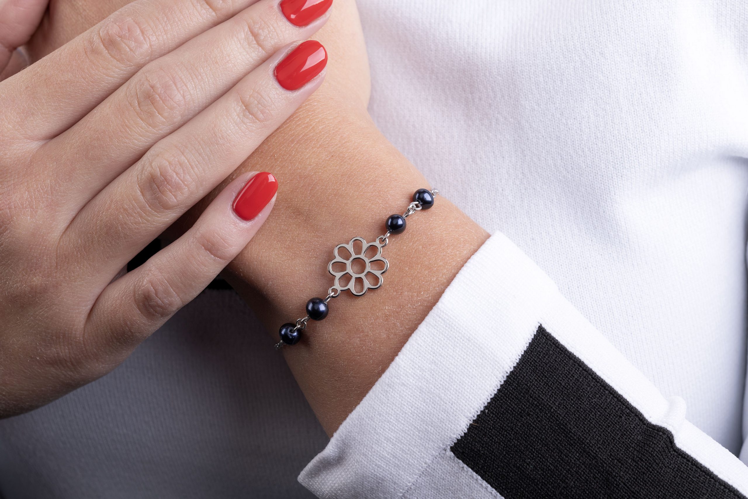 Náramok Libay margarétka – retiazka + perly